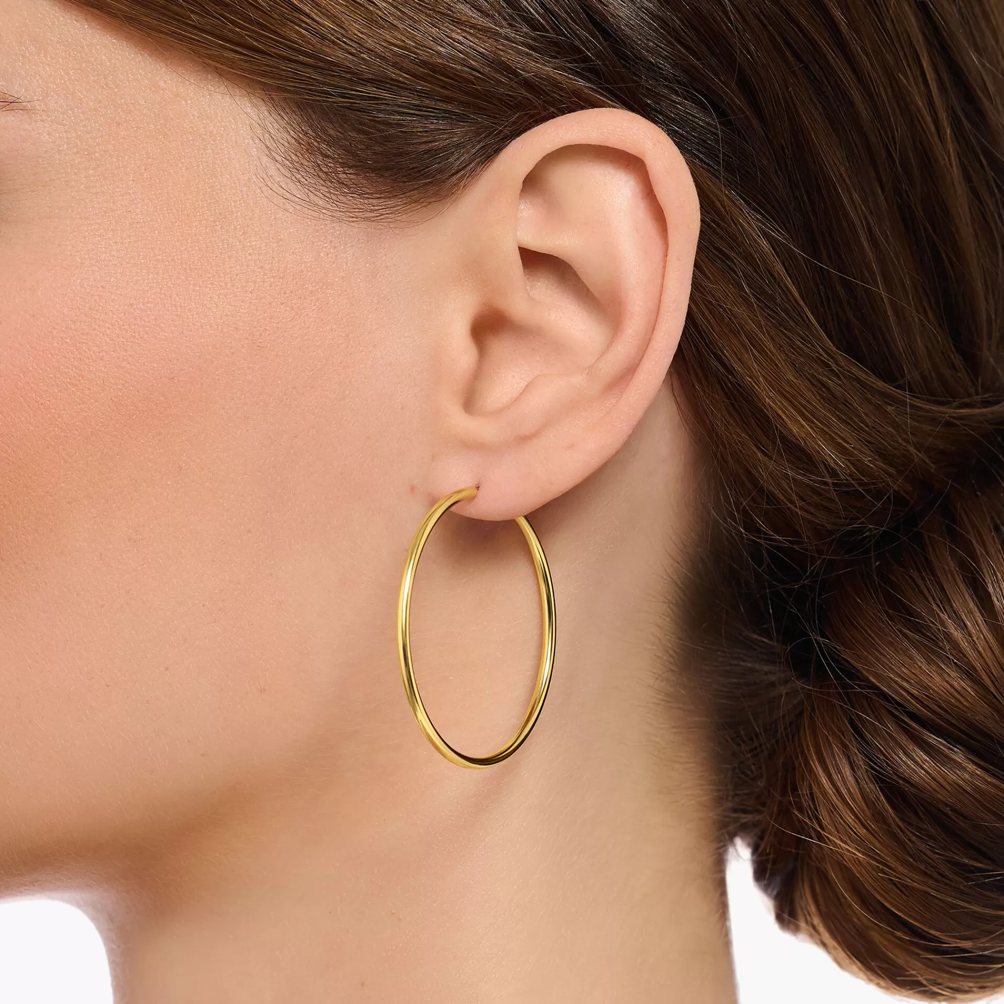 THOMAS SABO Gold-plated medium hoop earrings-Women Hoop Earrings