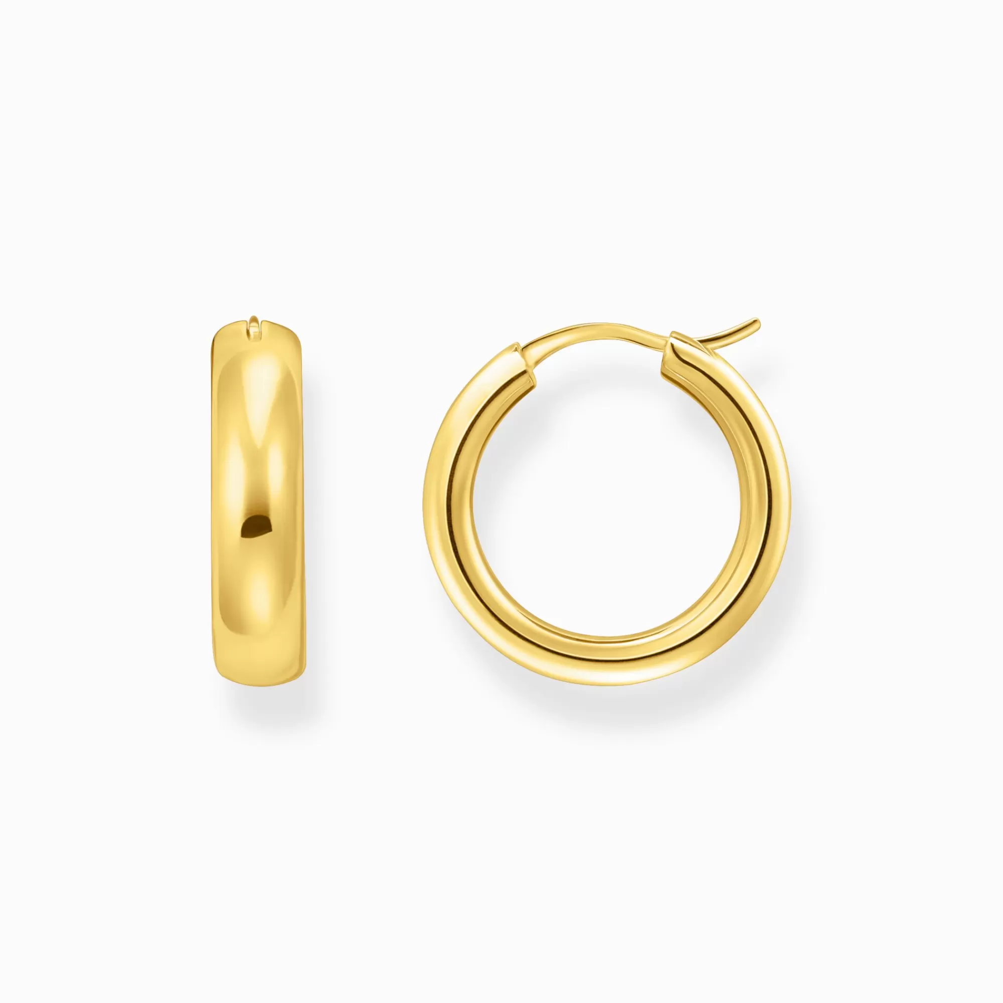 THOMAS SABO Gold-plated medium-sized hoop earrings in chunky design-Women Hoop Earrings | 18-Carat Gold-Plating - 925 Silver