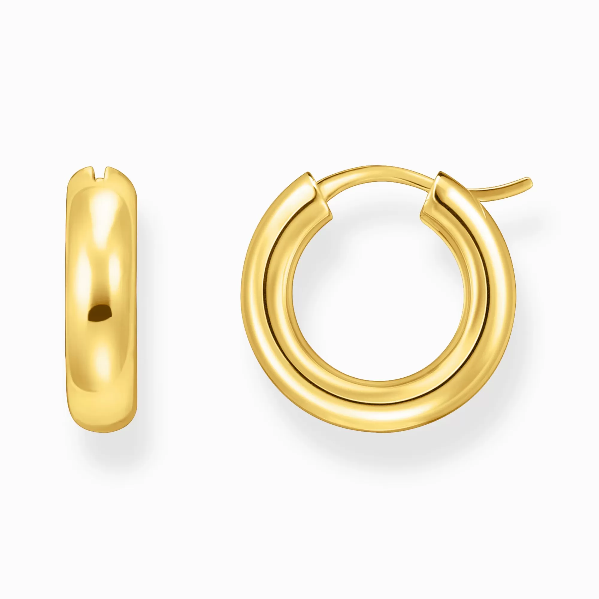 THOMAS SABO Gold-plated medium-sized hoop earrings in chunky design-Women Hoop Earrings