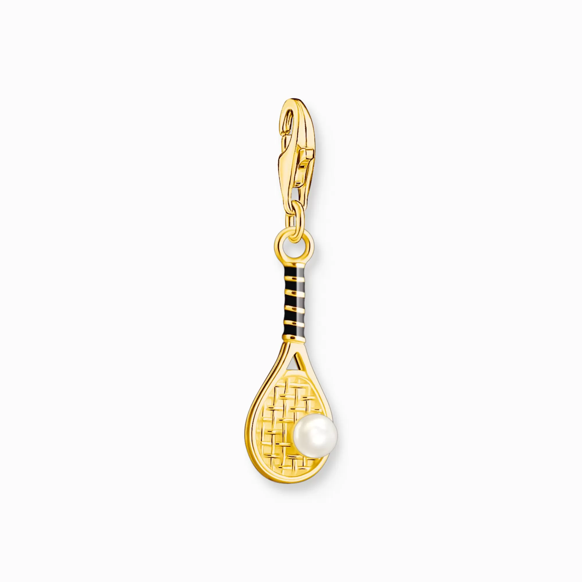 THOMAS SABO Gold-plated member charm pendant tennis racket with freshwater pearl-Women Charms | Charms