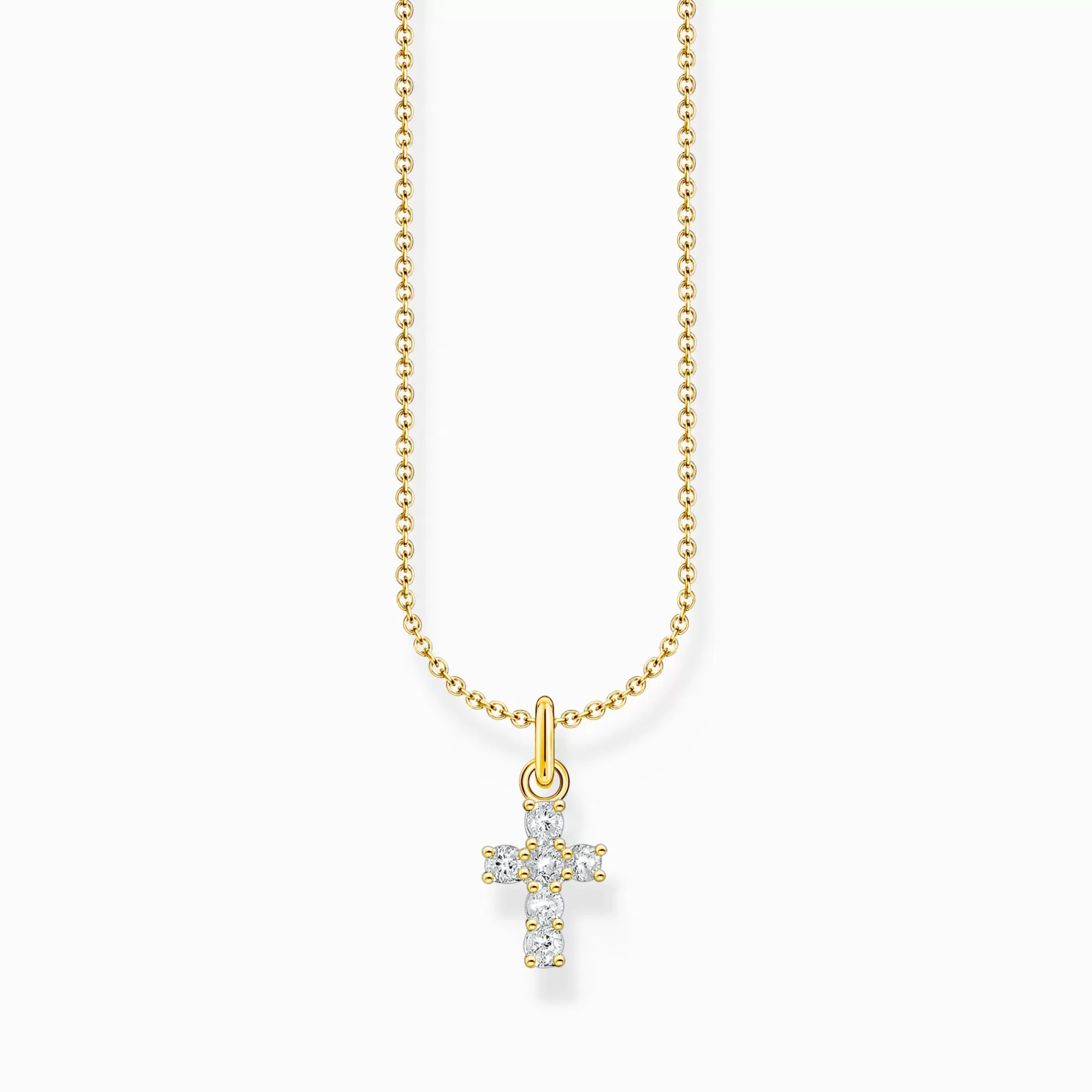 THOMAS SABO Gold-plated necklace with cross pendant with white zirconia-Women Necklaces