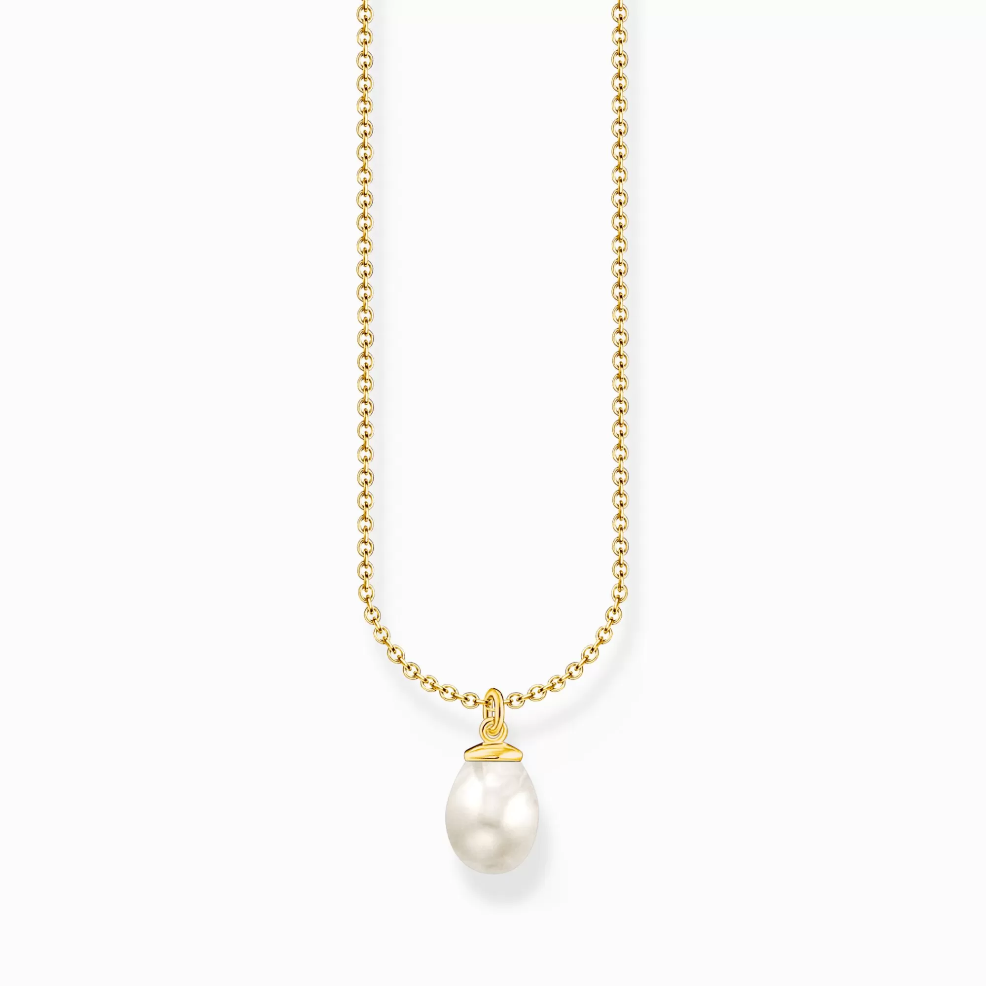 THOMAS SABO Gold-plated necklace with freshwater pearl pendant-Women Necklaces | 18-Carat Gold-Plating - 925 Silver