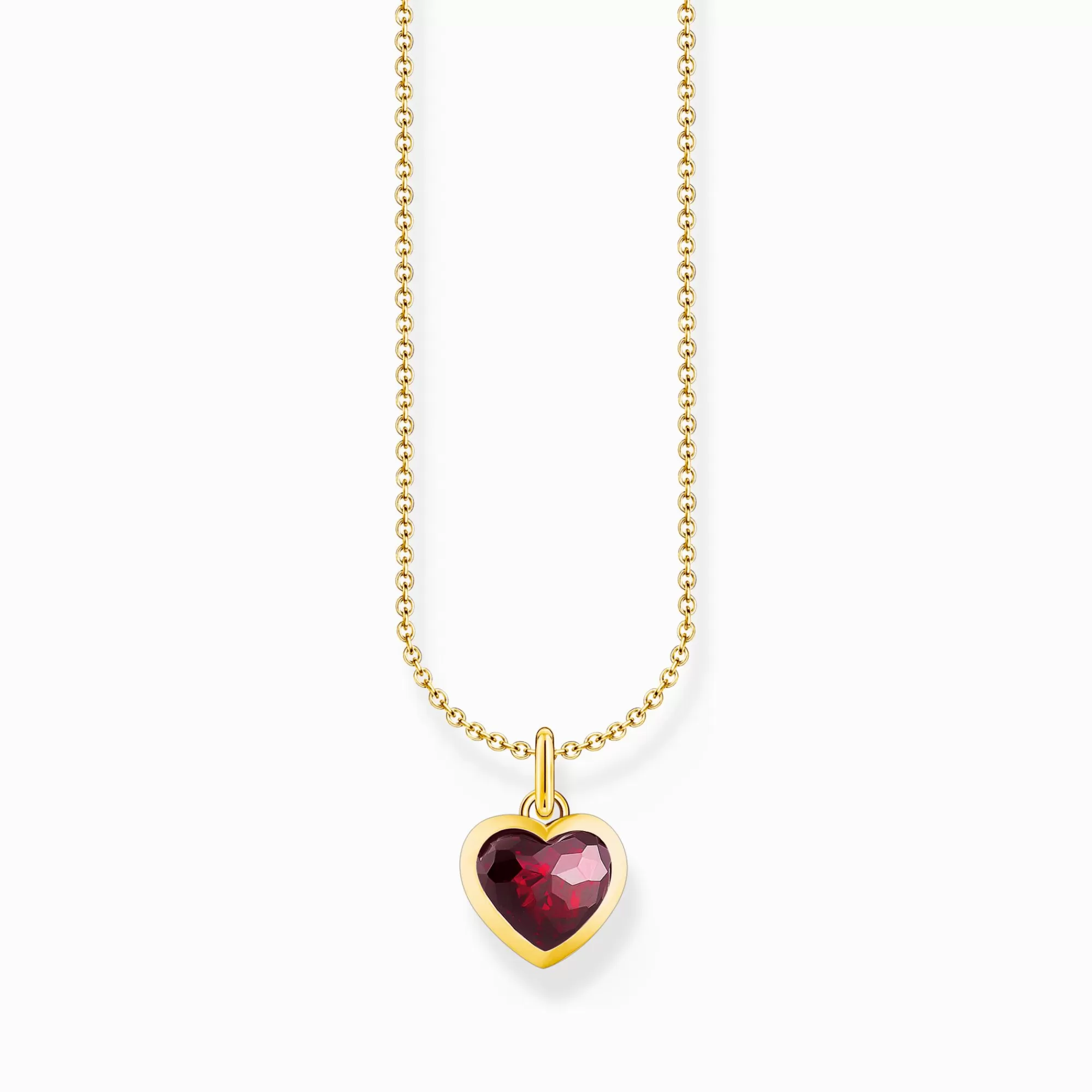 THOMAS SABO Gold-plated necklace with heart pendant with red zirconia-Women Necklaces | 18-Carat Gold-Plating - 925 Silver