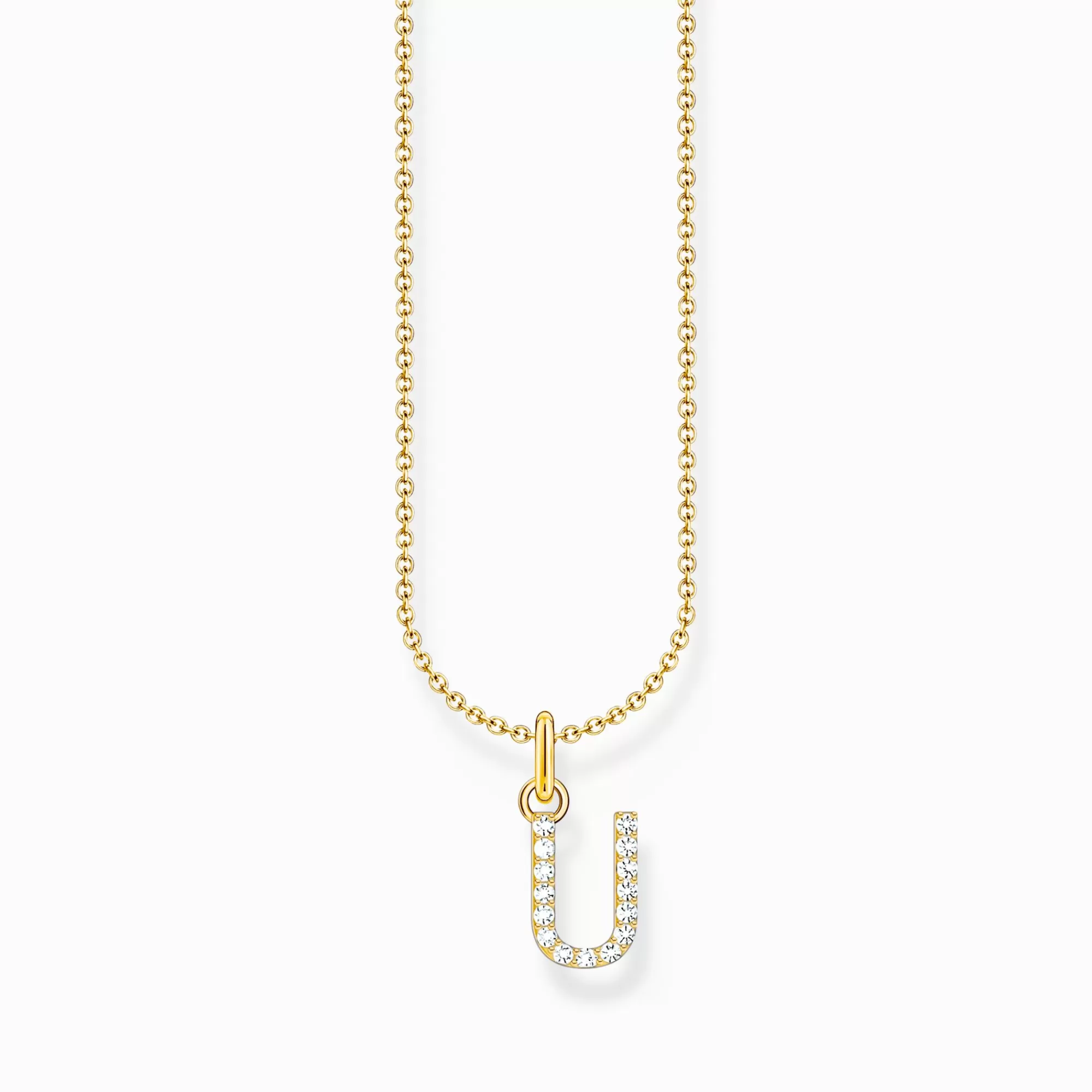 THOMAS SABO Gold-plated necklace with letter pendant U and white zirconia-Women Necklaces