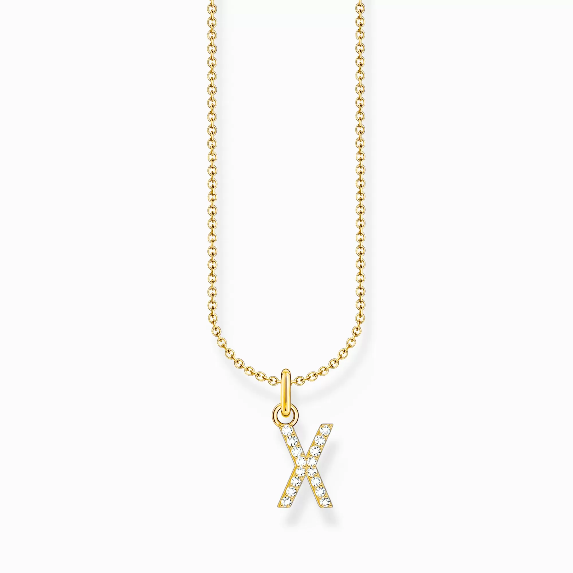 THOMAS SABO Gold-plated necklace with letter pendant X and white zirconia-Women Necklaces