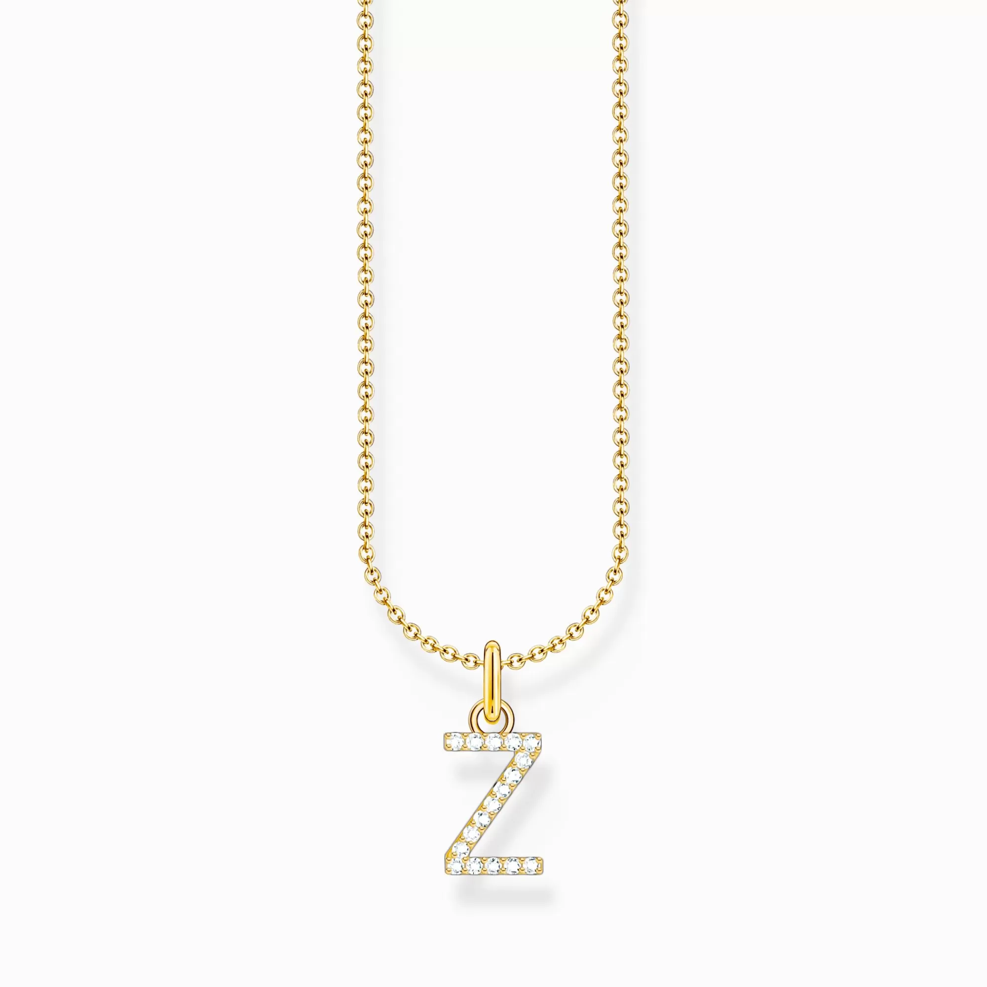 THOMAS SABO Gold-plated necklace with letter pendant Z and white zirconia-Women Necklaces