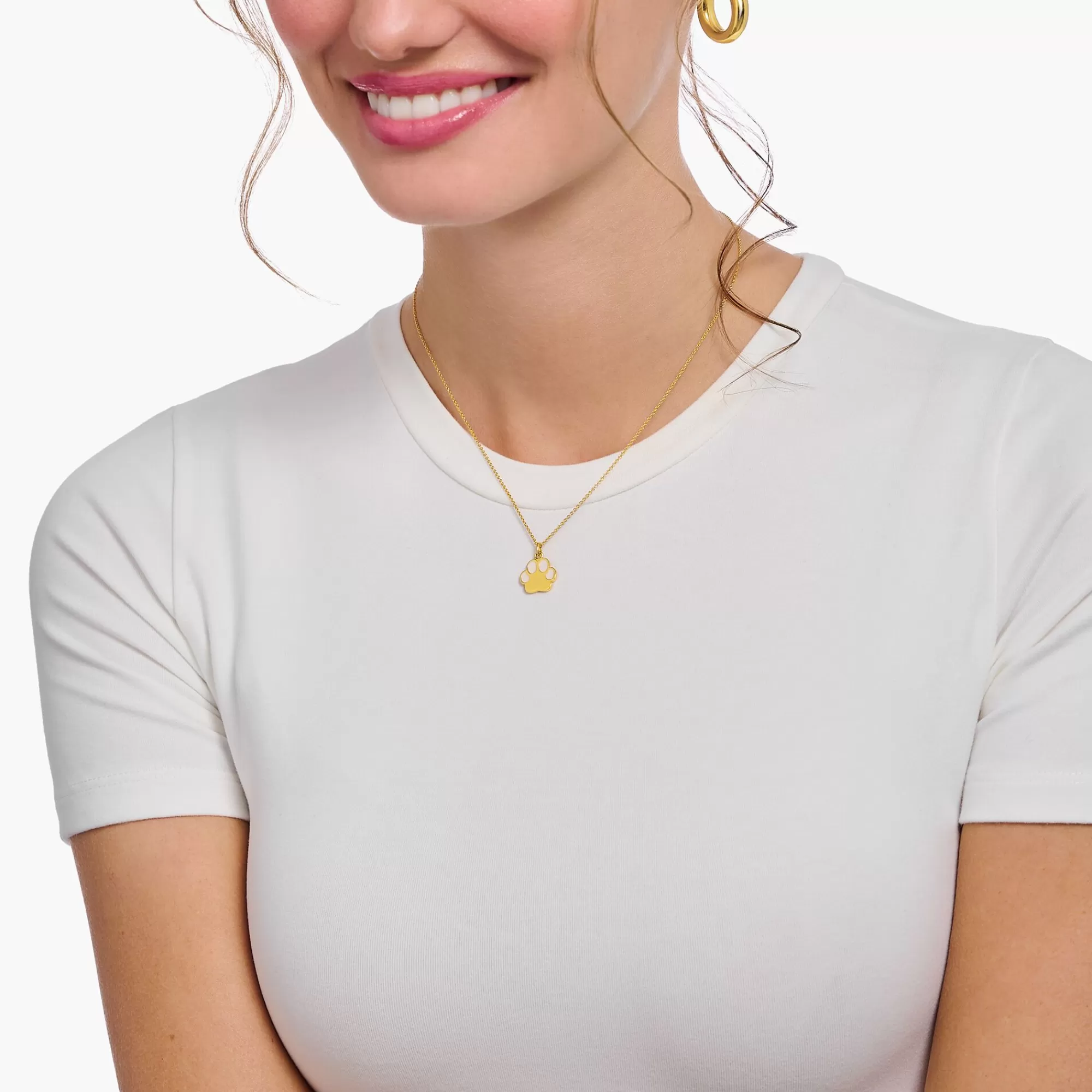 THOMAS SABO Gold-plated necklace with paw pendant and cold enamel-Women Necklaces | 18-Carat Gold-Plating - 925 Silver