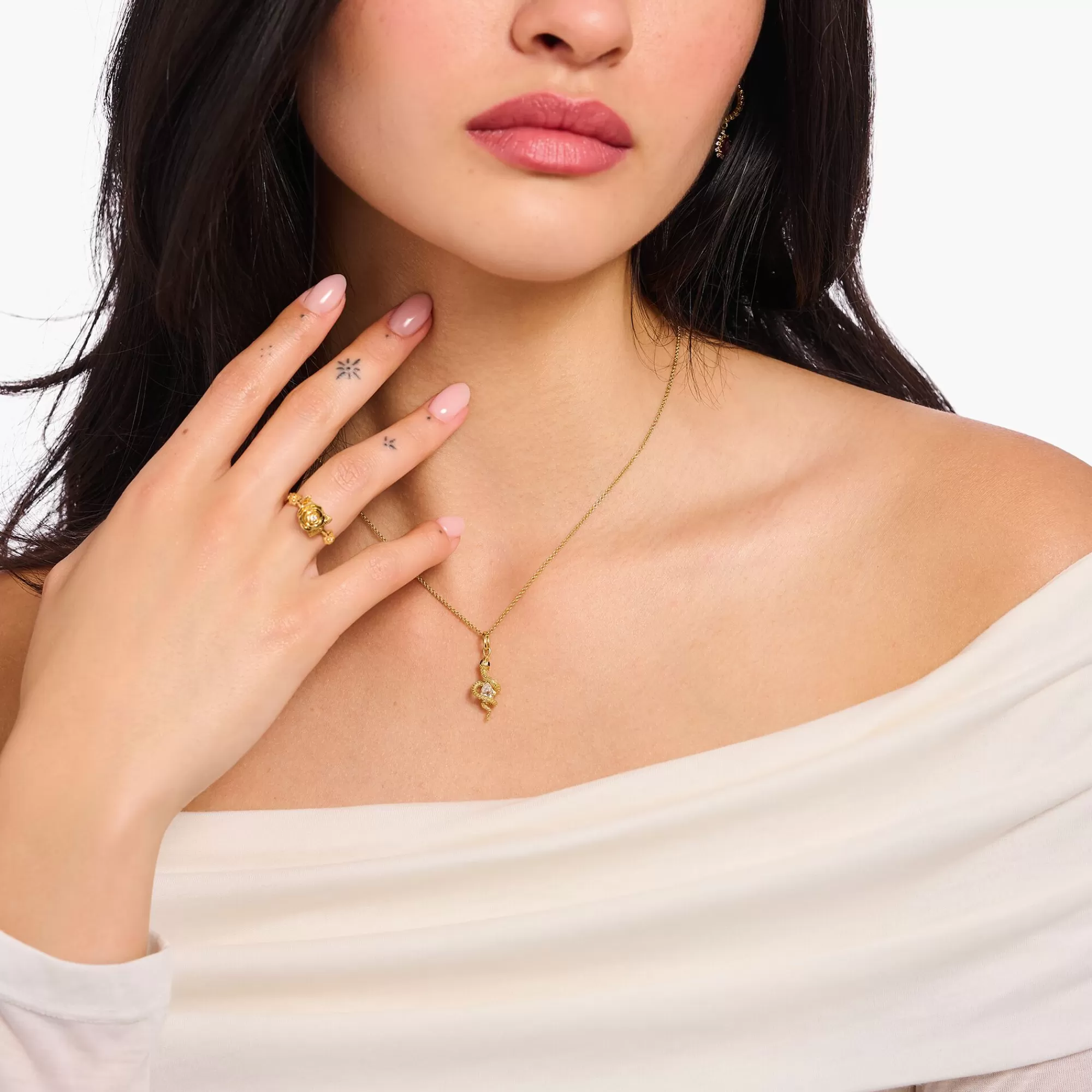 THOMAS SABO Gold-plated necklace with snake pendant Tempting Romance-Women Necklaces | 18-Carat Gold-Plating - 925 Silver