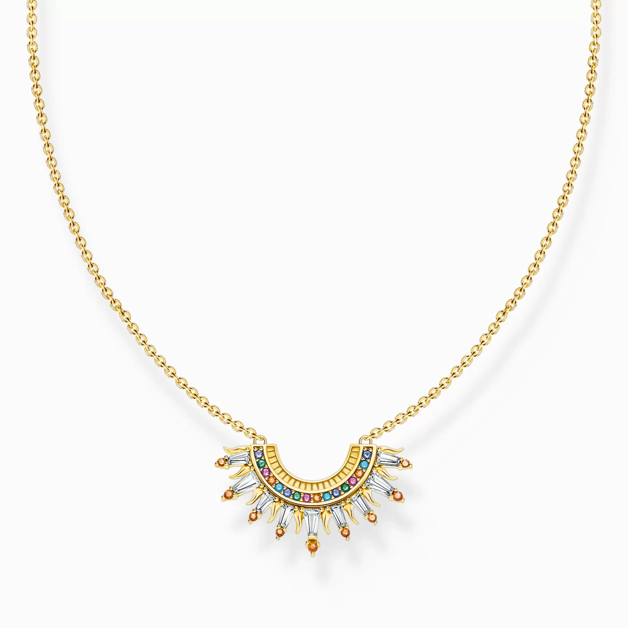 THOMAS SABO Gold-plated necklace with sun beams and colourful stones-Women Necklaces | 18-Carat Gold-Plating - 925 Silver