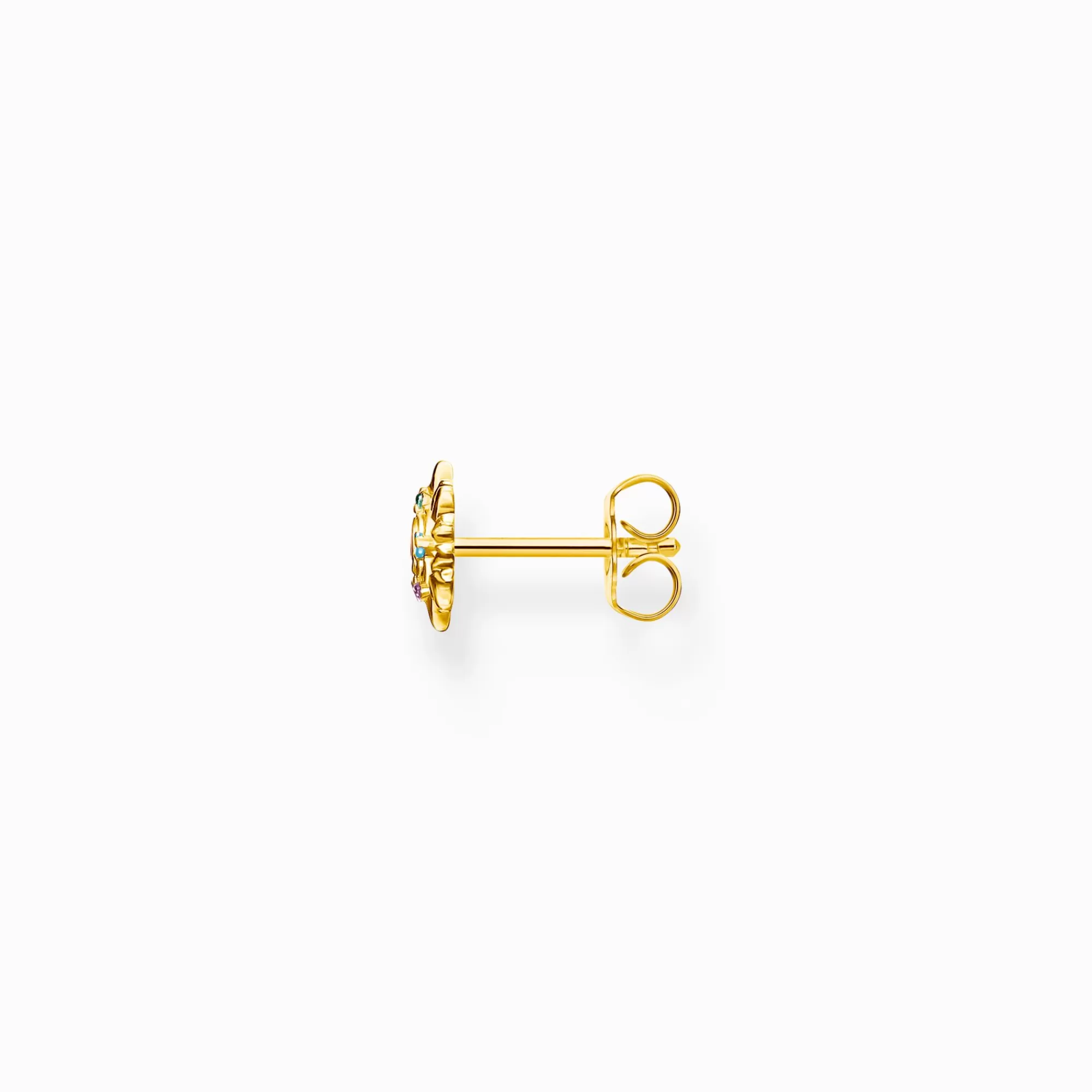 THOMAS SABO Gold-plated single ear stud sun with colourful stones-Women Ear Studs | 18-Carat Gold-Plating - 925 Silver