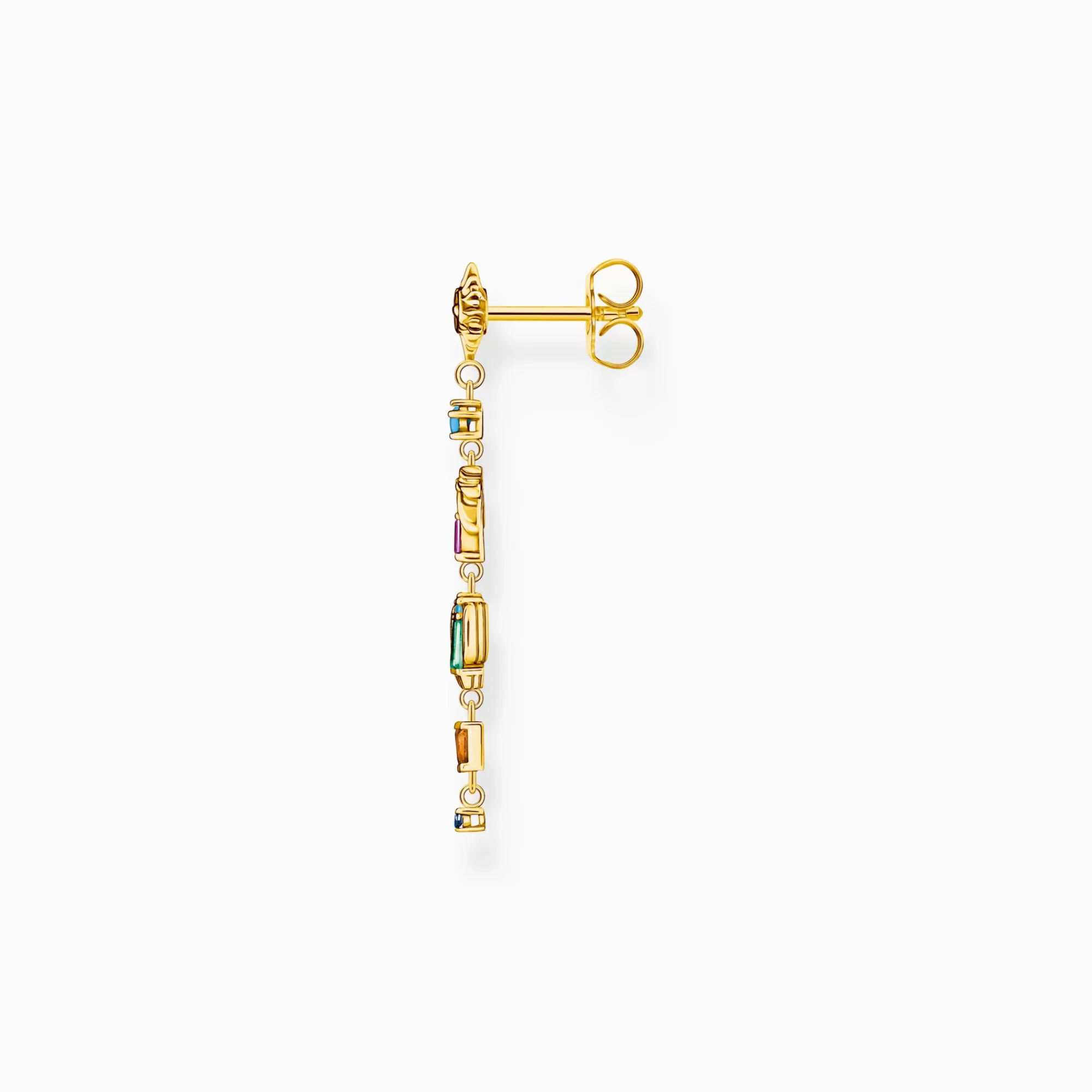 THOMAS SABO Gold-plated single earring with colourful sun, palm tree & cactus-Women Earrings | 18-Carat Gold-Plating - 925 Silver