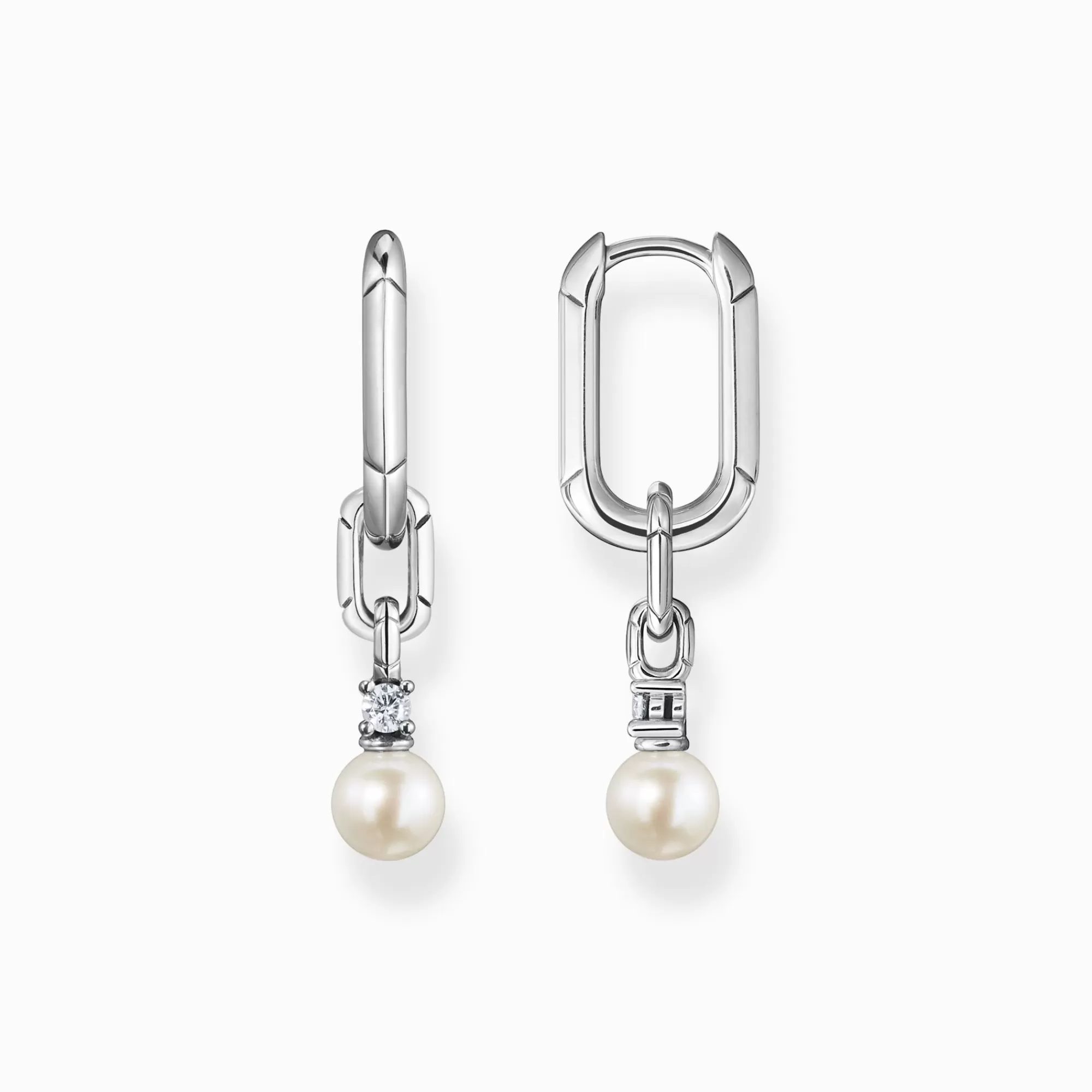 THOMAS SABO Hoop earrings links and pearls silver-Women Earrings | Hoop Earrings