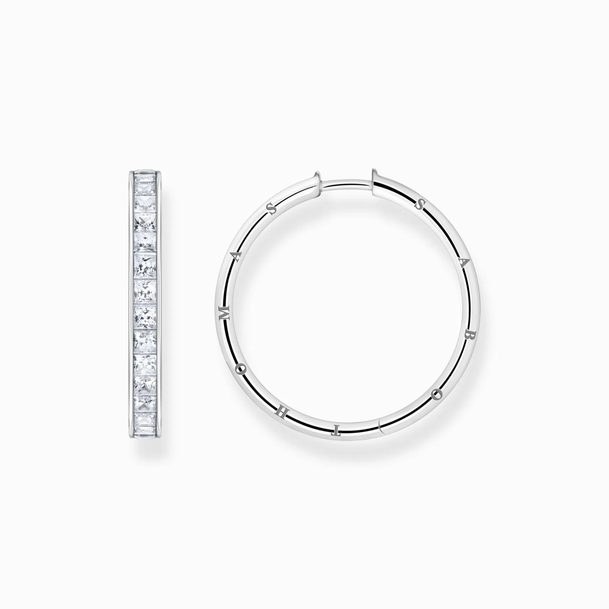 THOMAS SABO Hoop earrings white stones pavé silver-Women Hoop Earrings