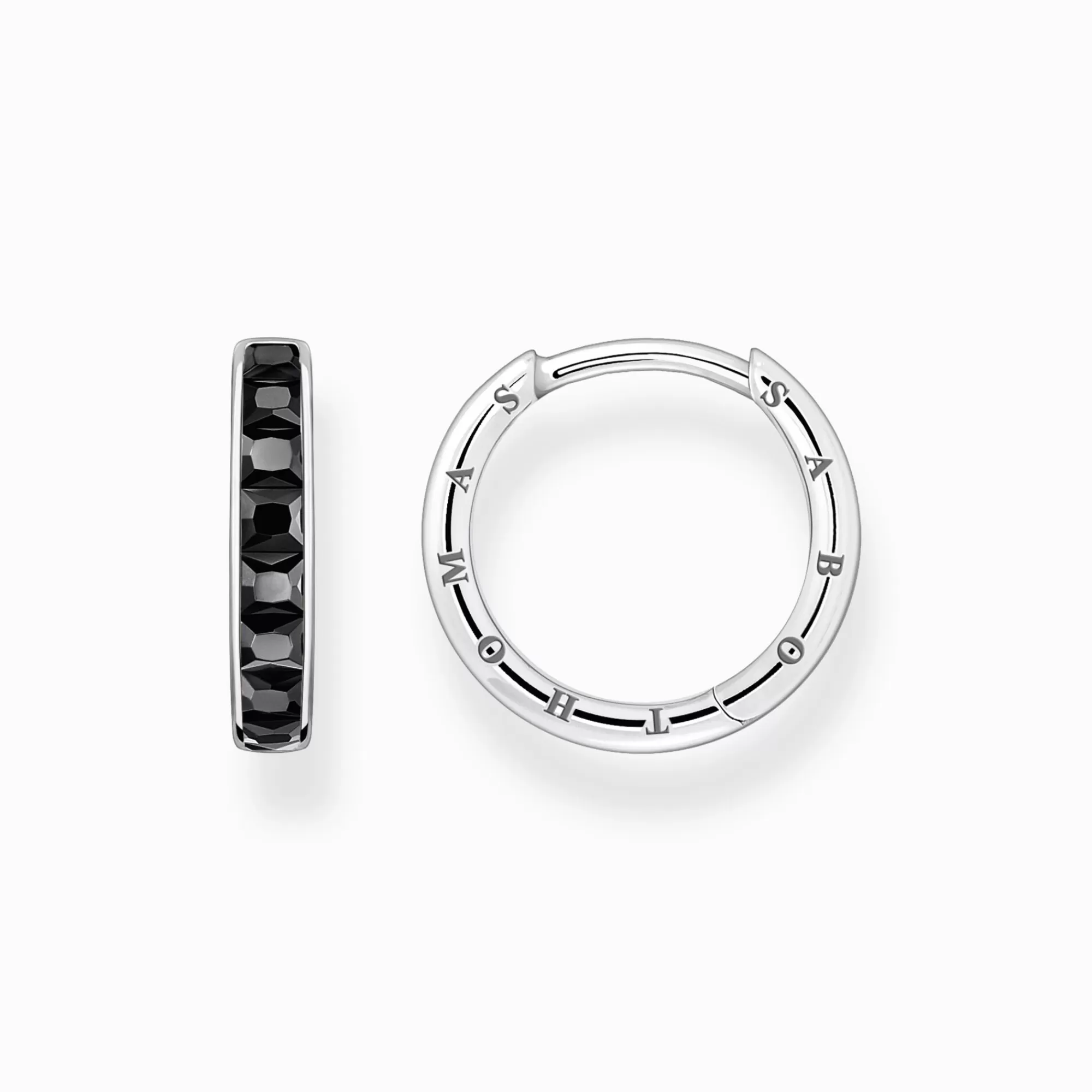 THOMAS SABO Hoop earrings with black stones pavé silver-Women Hoop Earrings