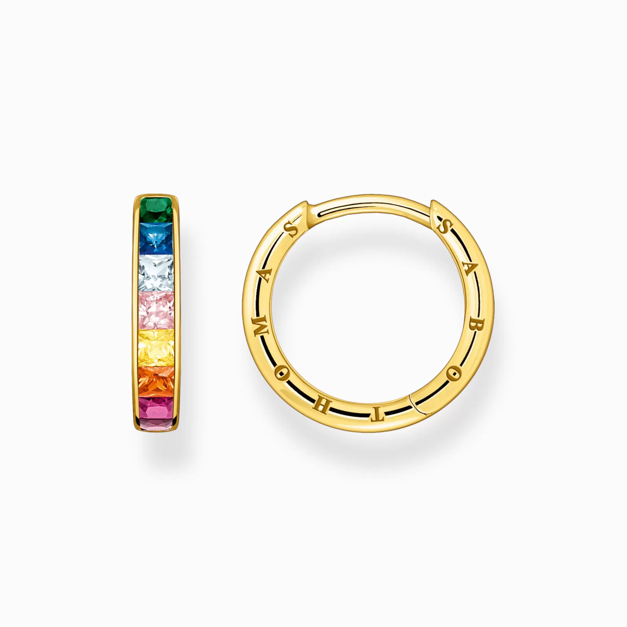 THOMAS SABO Hoop earrings with colourful stones pavé gold plated-Women Hoop Earrings | 18-Carat Gold-Plating - 925 Silver