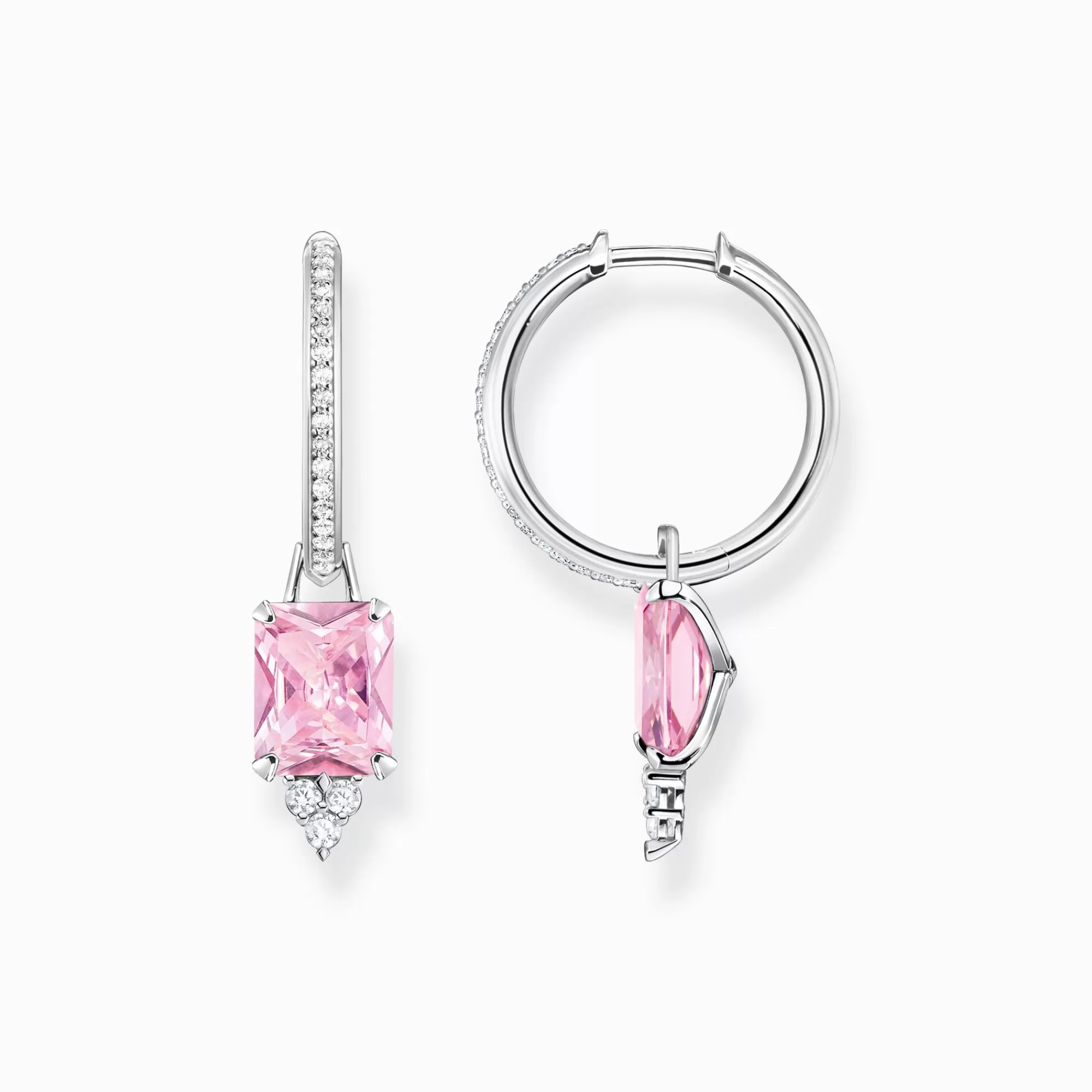 THOMAS SABO Hoop earrings with pink and white stones silver-Women Hoop Earrings