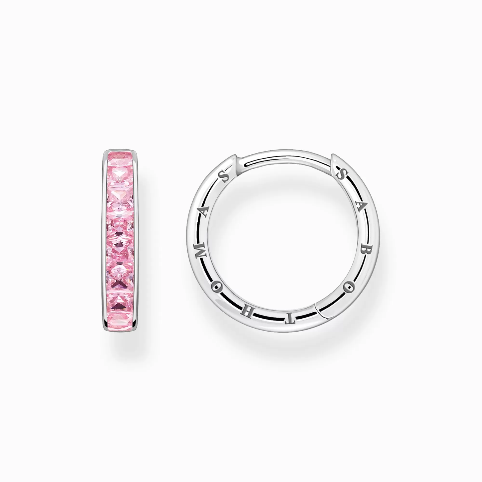 THOMAS SABO Hoop earrings with pink stones pavé silver-Women Hoop Earrings | 925 Silver