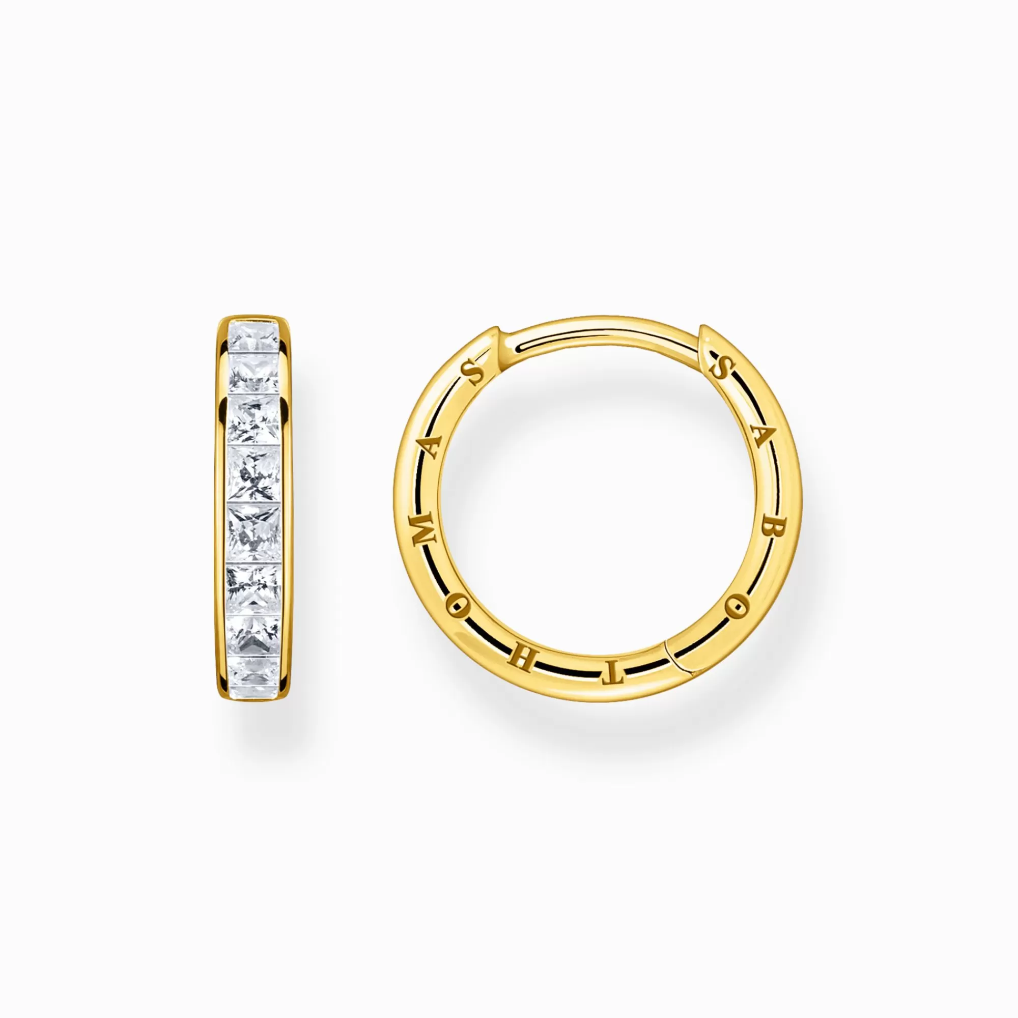 THOMAS SABO Hoop earrings with white stones pavé gold plated-Women Hoop Earrings