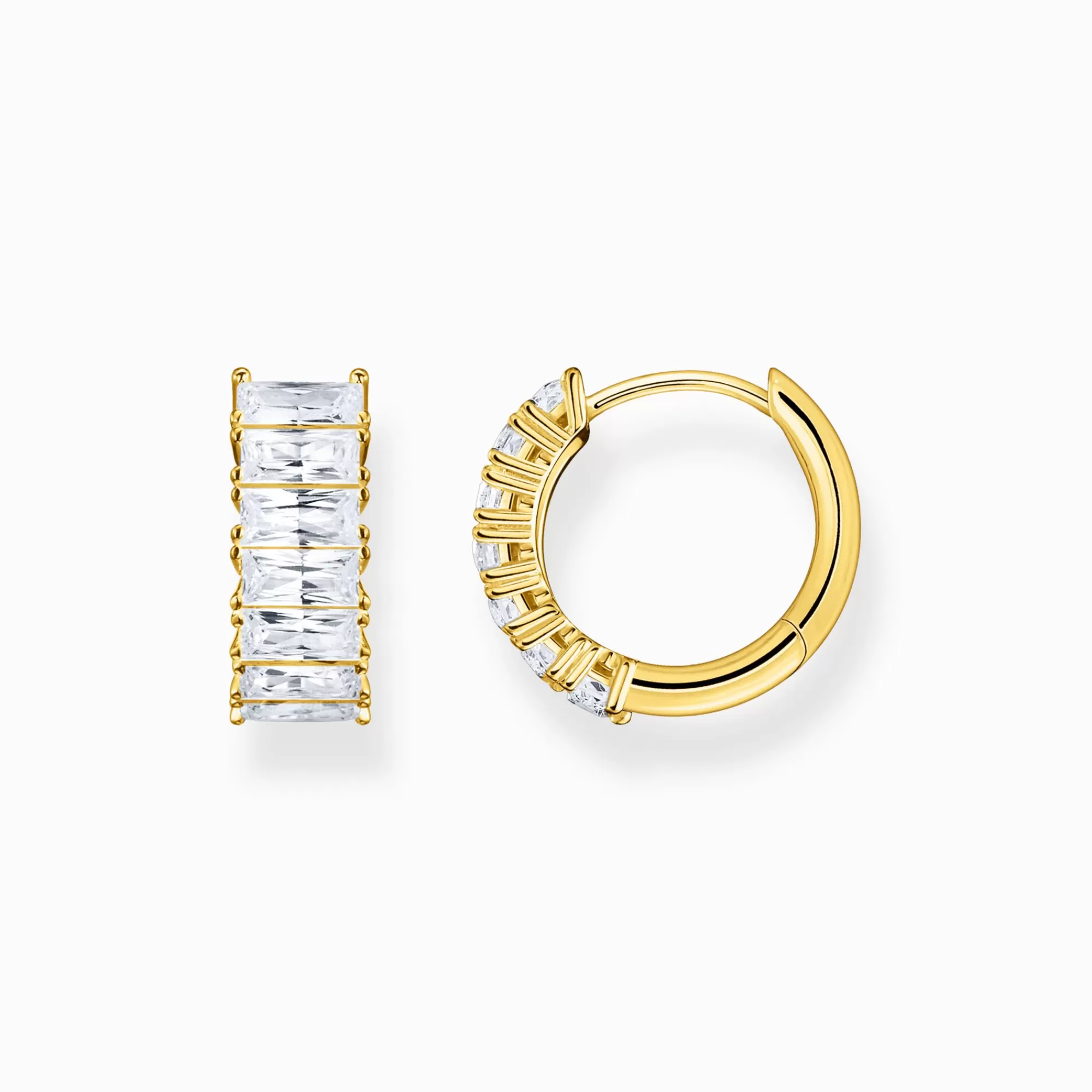 THOMAS SABO Hoop earrings with white stones pavé gold plated-Women Hoop Earrings