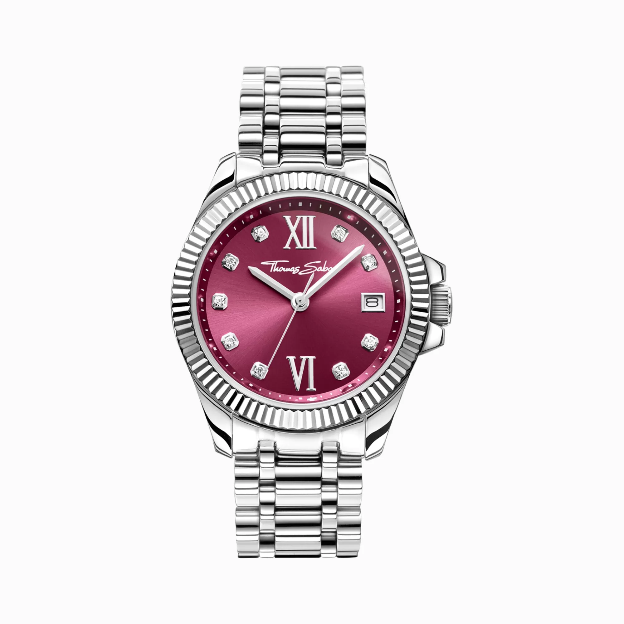 THOMAS SABO Ladies' watch Divine Burgundy with wine-red dial and white stones silver-Women Watches | Ladies' Watches