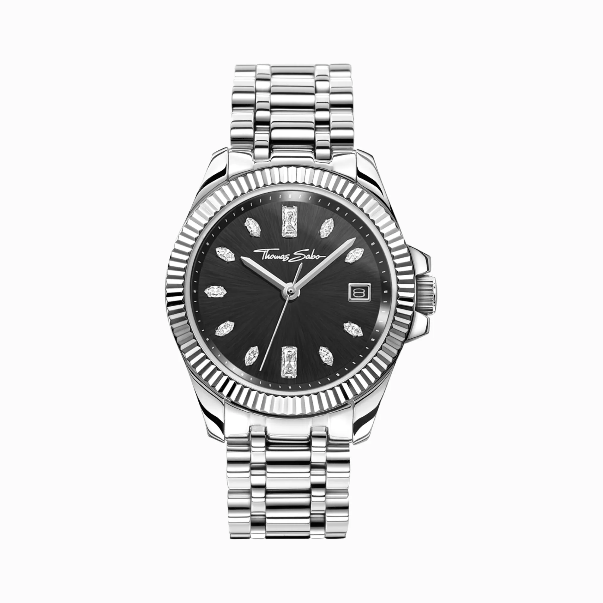 THOMAS SABO Ladies' watch Divine Silver with black dial and white stones silver-Women Watches | Ladies' Watches