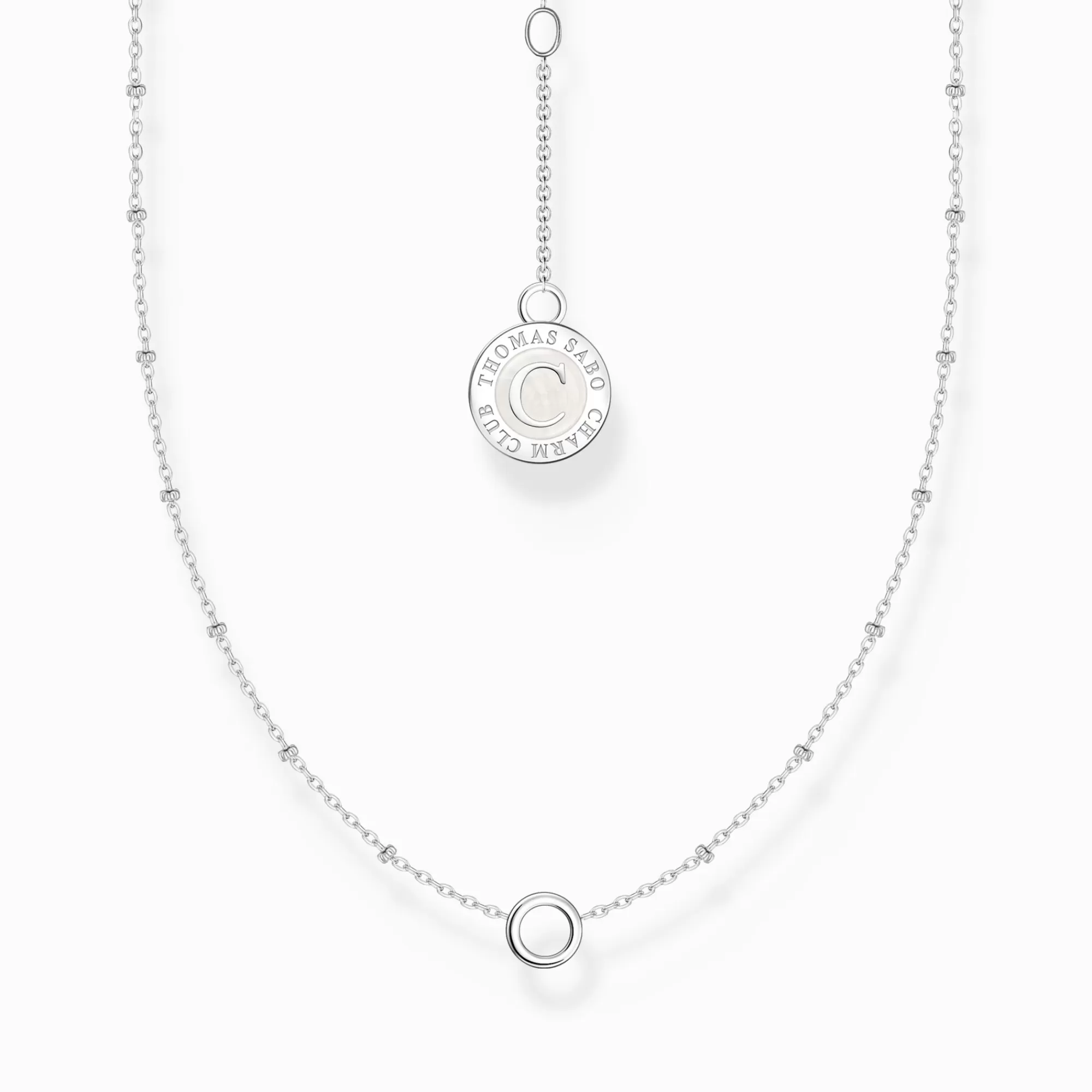 THOMAS SABO Member Charm necklace with round pendant and little balls silver-Women Charm Necklaces | Charm Necklaces