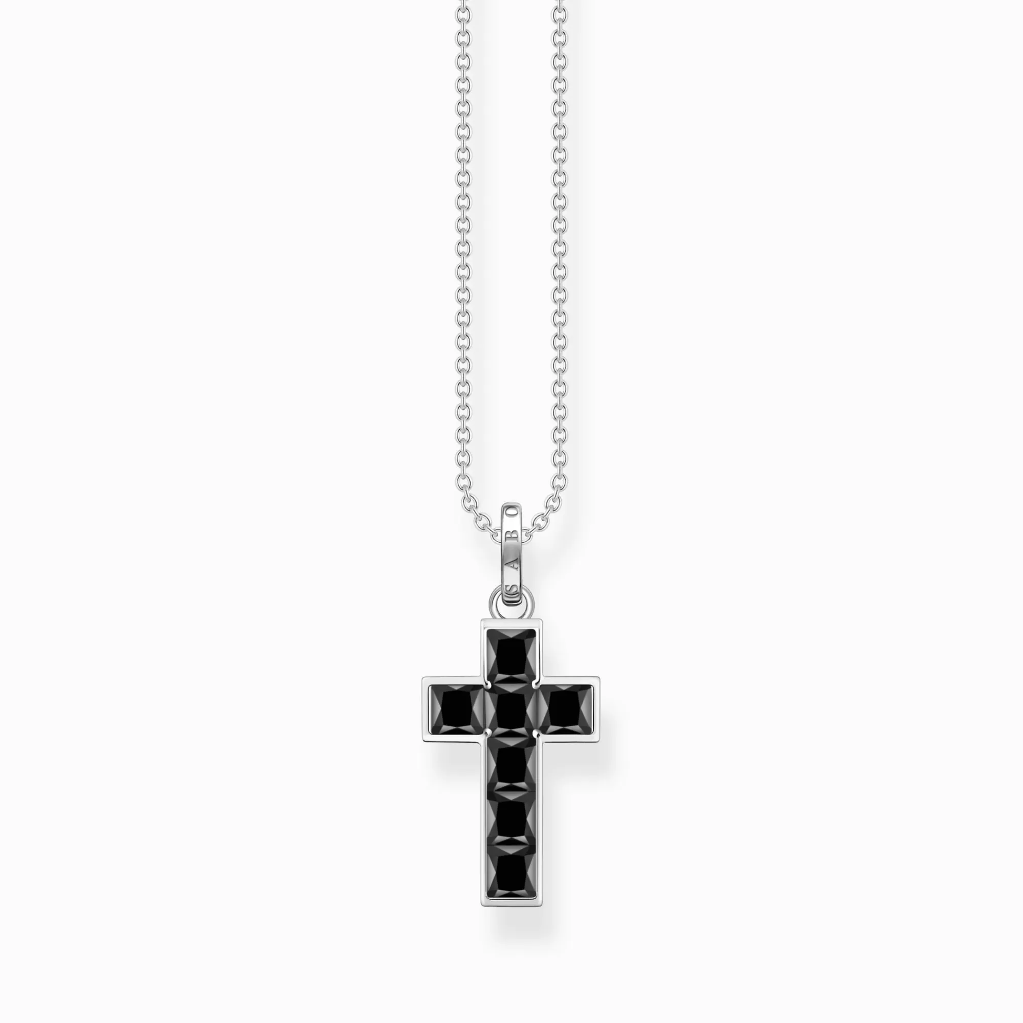 THOMAS SABO Necklace cross with black stones silver-Women Necklaces