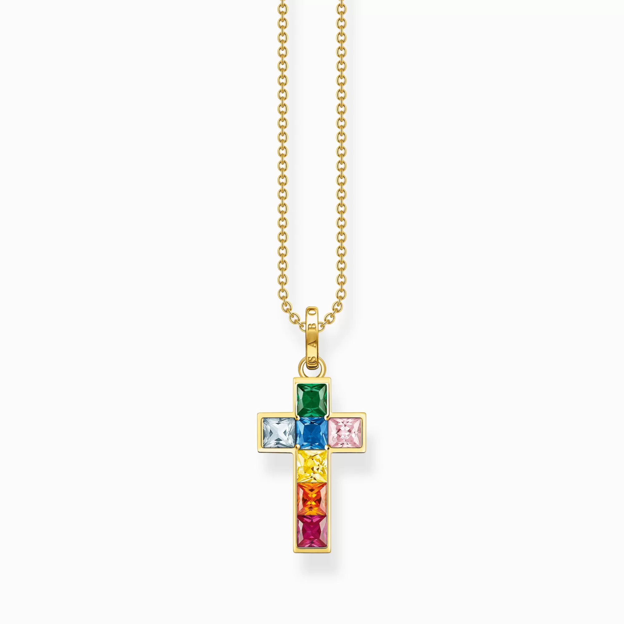 THOMAS SABO Necklace cross with colourful stones gold plated-Women Necklaces