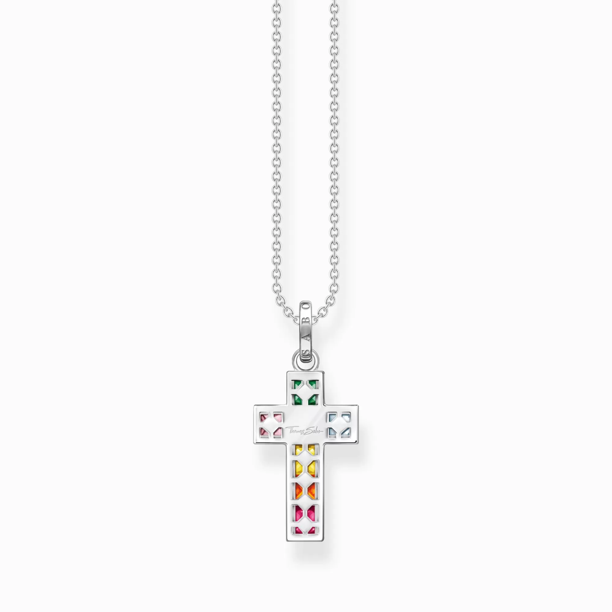 THOMAS SABO Necklace cross with colourful stones silver-Women Necklaces