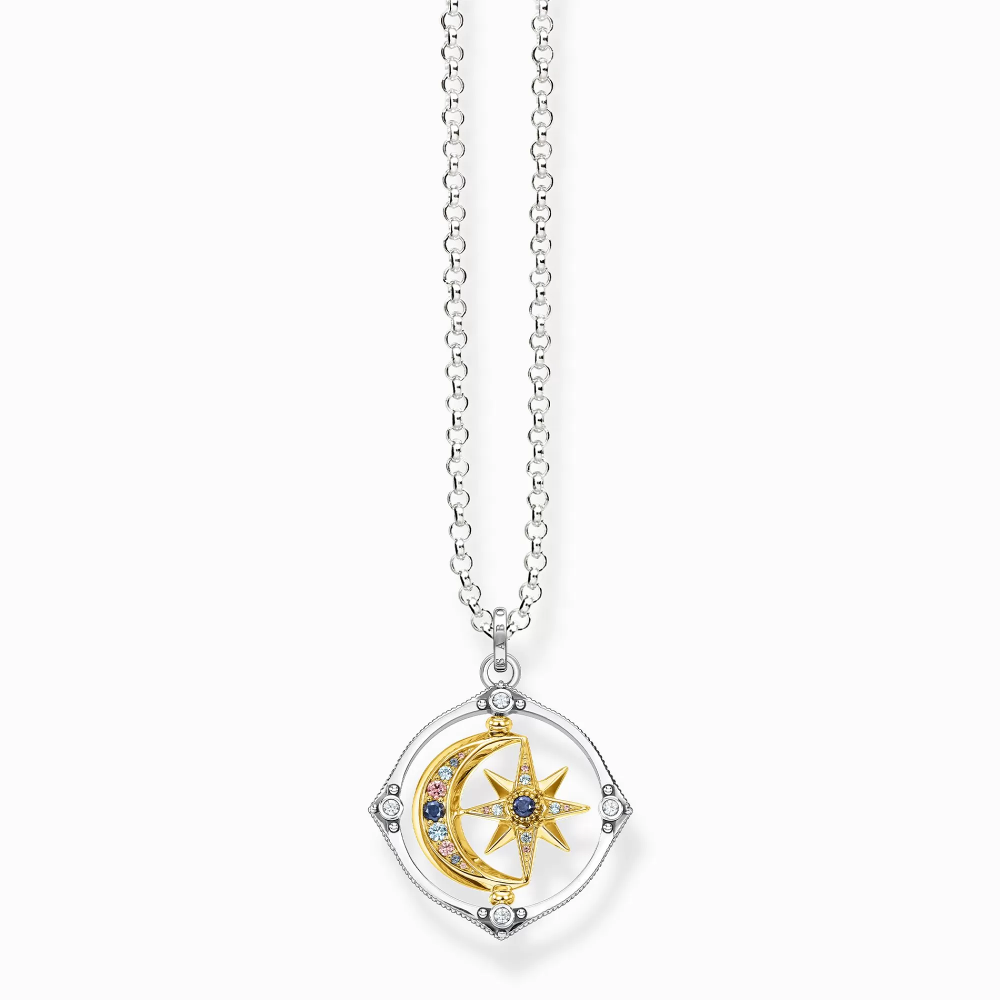 THOMAS SABO Necklace star and moon gold-Women Necklaces | 18-Carat Gold-Plating - 925 Silver