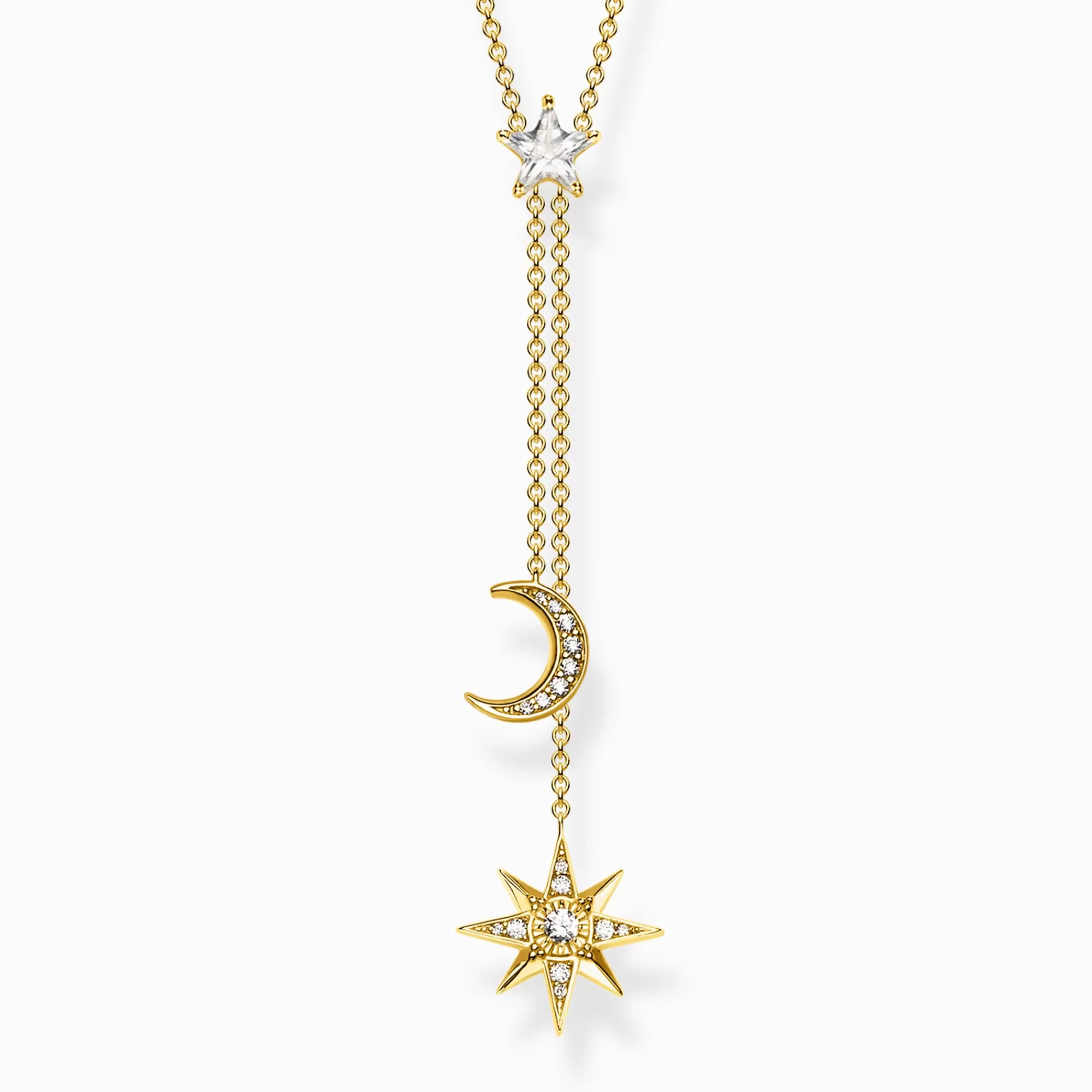 THOMAS SABO Necklace star and moon gold-Women Necklaces | 18-Carat Gold-Plating - 925 Silver