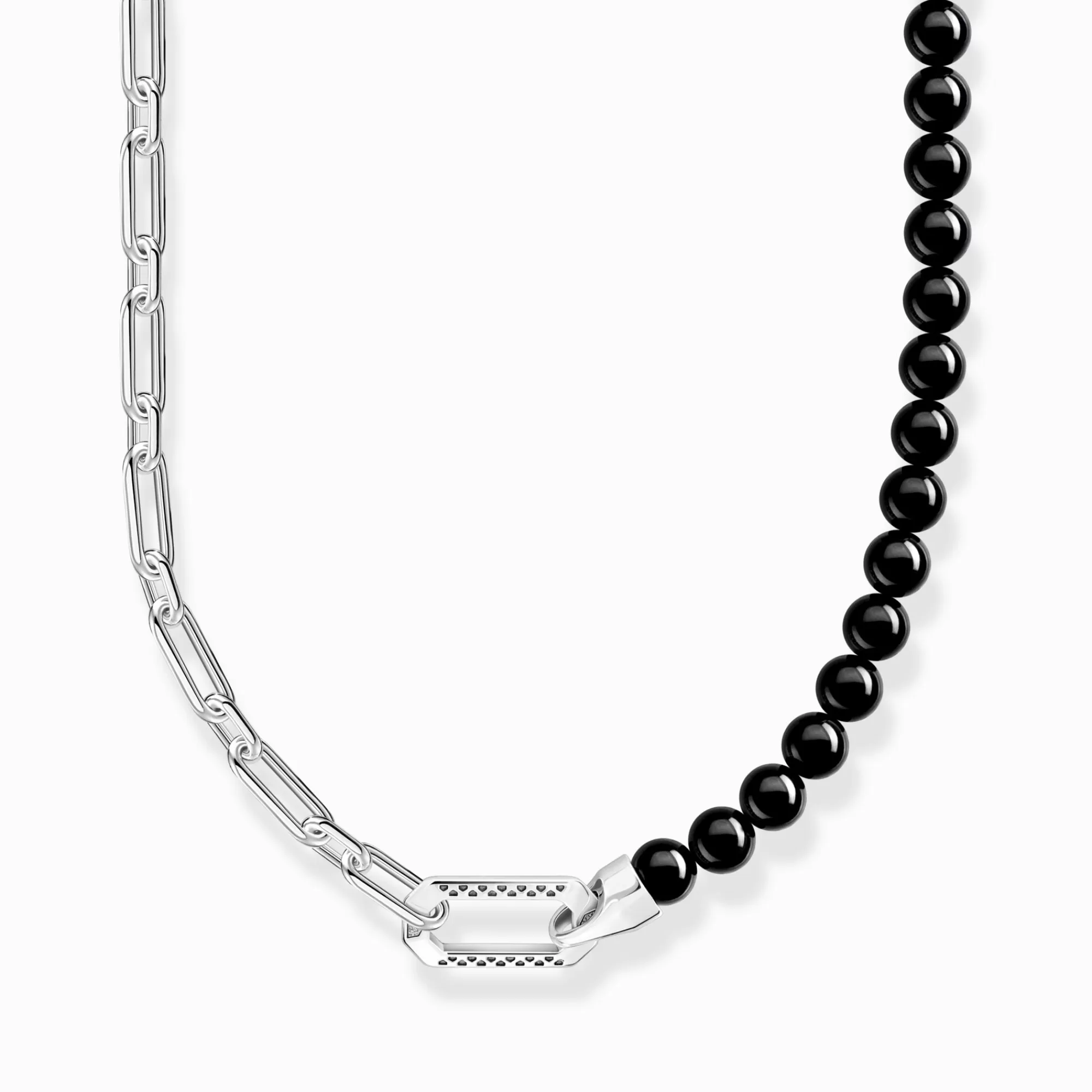 THOMAS SABO Necklace with black onyx beads and chain links silver-Women Necklaces | Necklaces & Chains