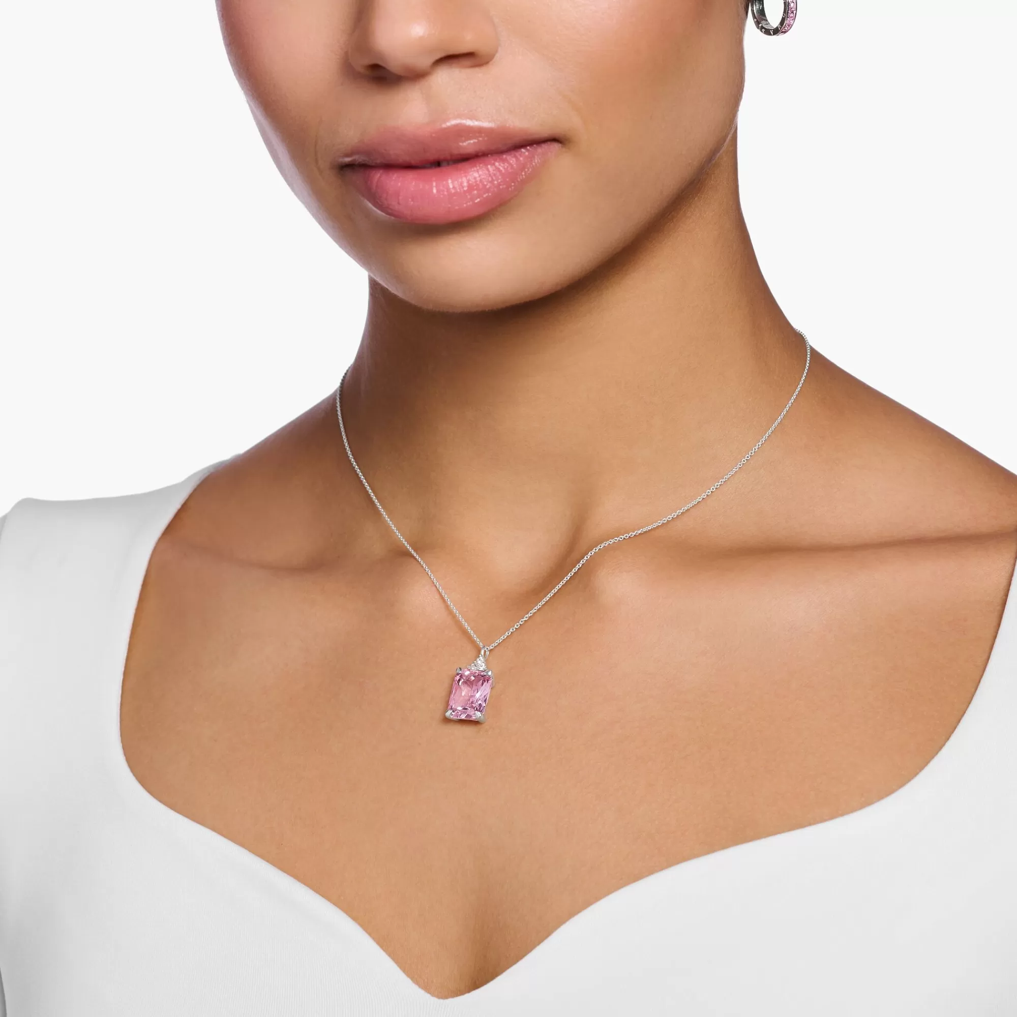 THOMAS SABO Necklace with pink and white stones silver-Women Necklaces