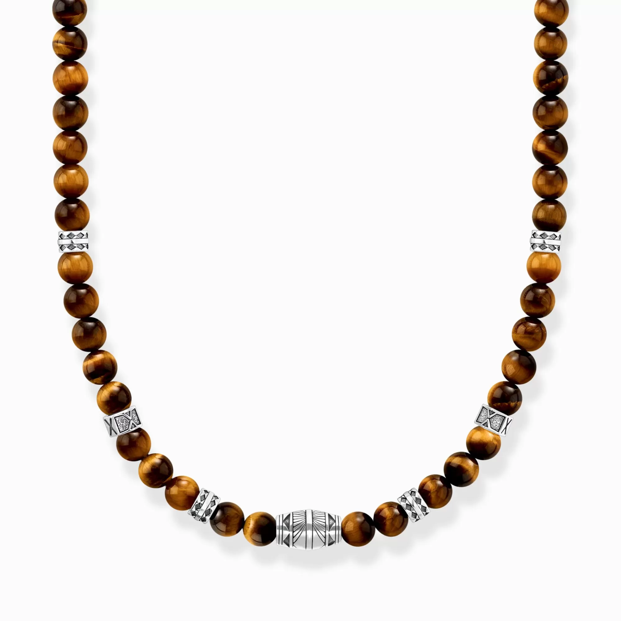 THOMAS SABO Necklace with tiger's eye beads silver- Necklaces & Chains | 925 Silver