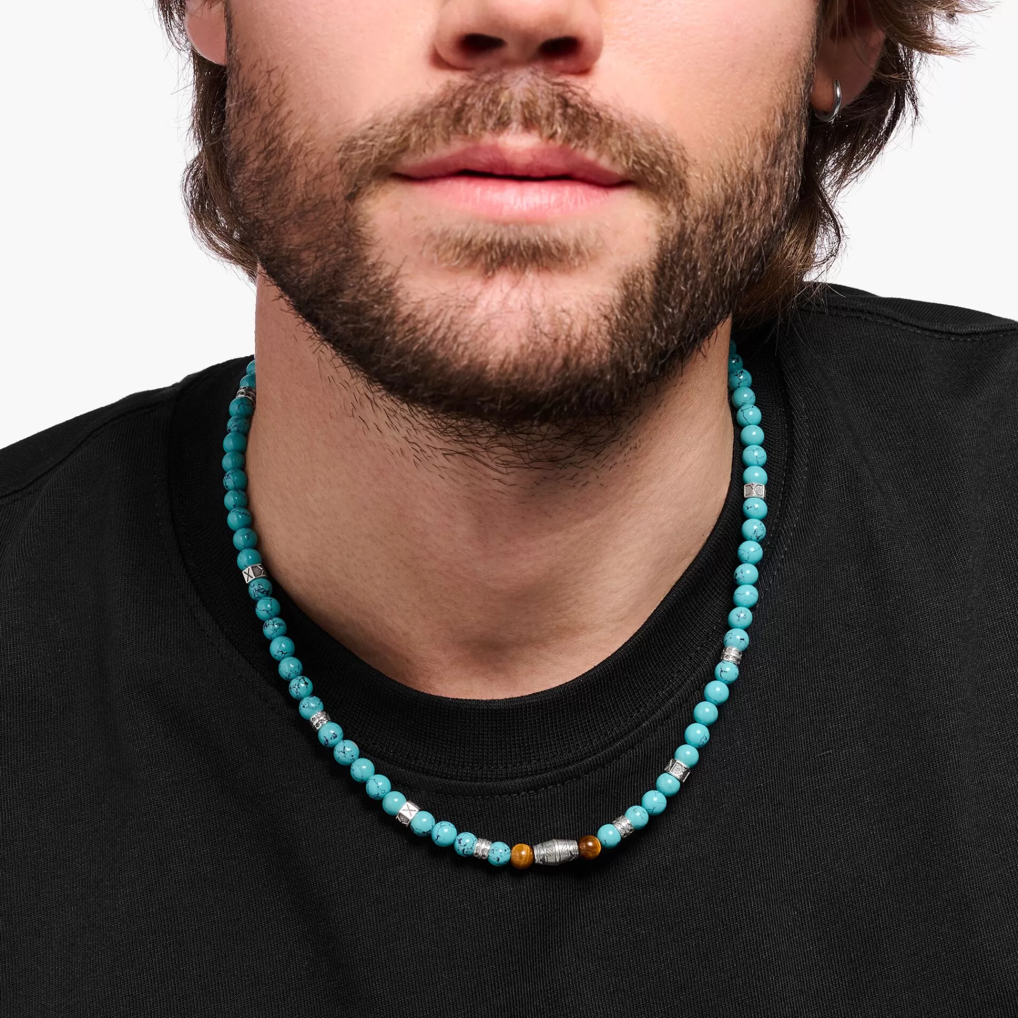 THOMAS SABO Necklace with turquoise beads and tiger's eye beads silver-Women Necklaces | Necklaces & Chains