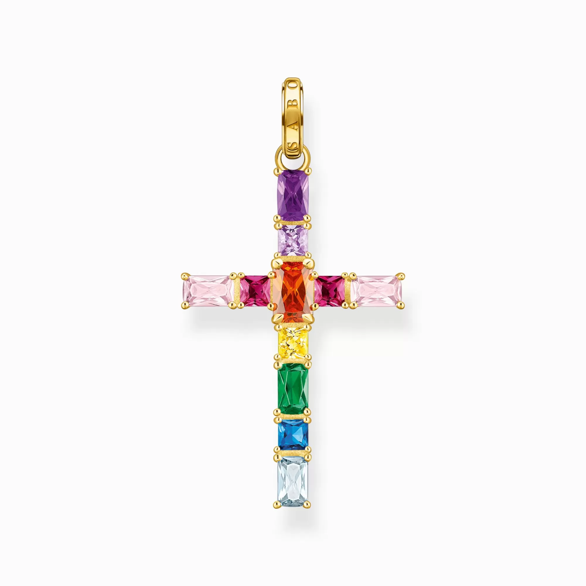 THOMAS SABO Pendant cross with colourful stones gold plated-Women Necklaces | Pendants