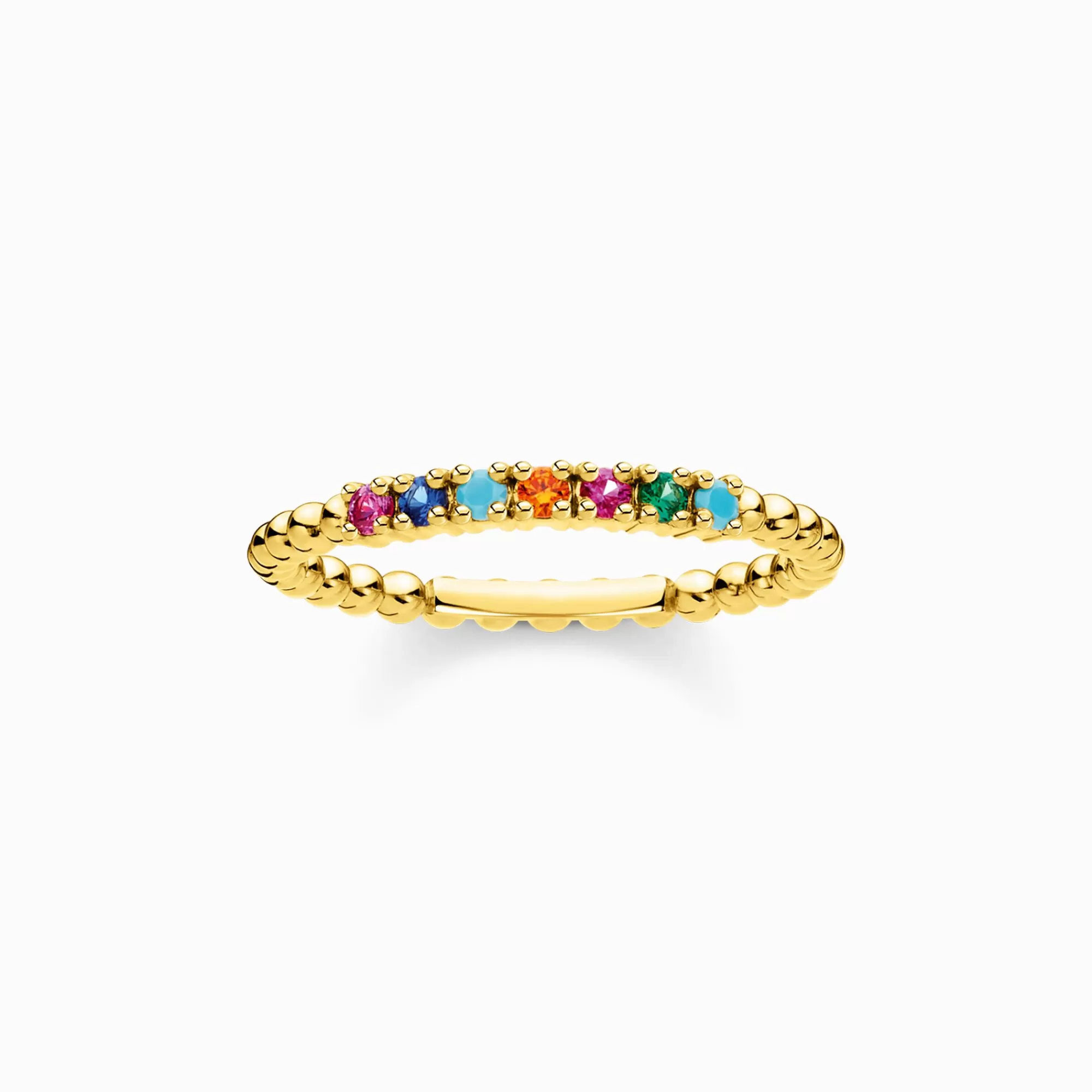 THOMAS SABO Ring dots colourful stones gold-Women Rings | 18-Carat Gold-Plating - 925 Silver