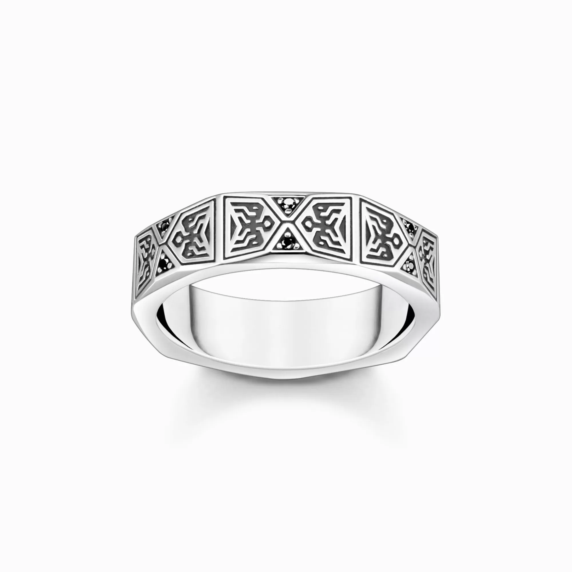 THOMAS SABO Ring faceted design with black stones silver-Women Rings | Rings