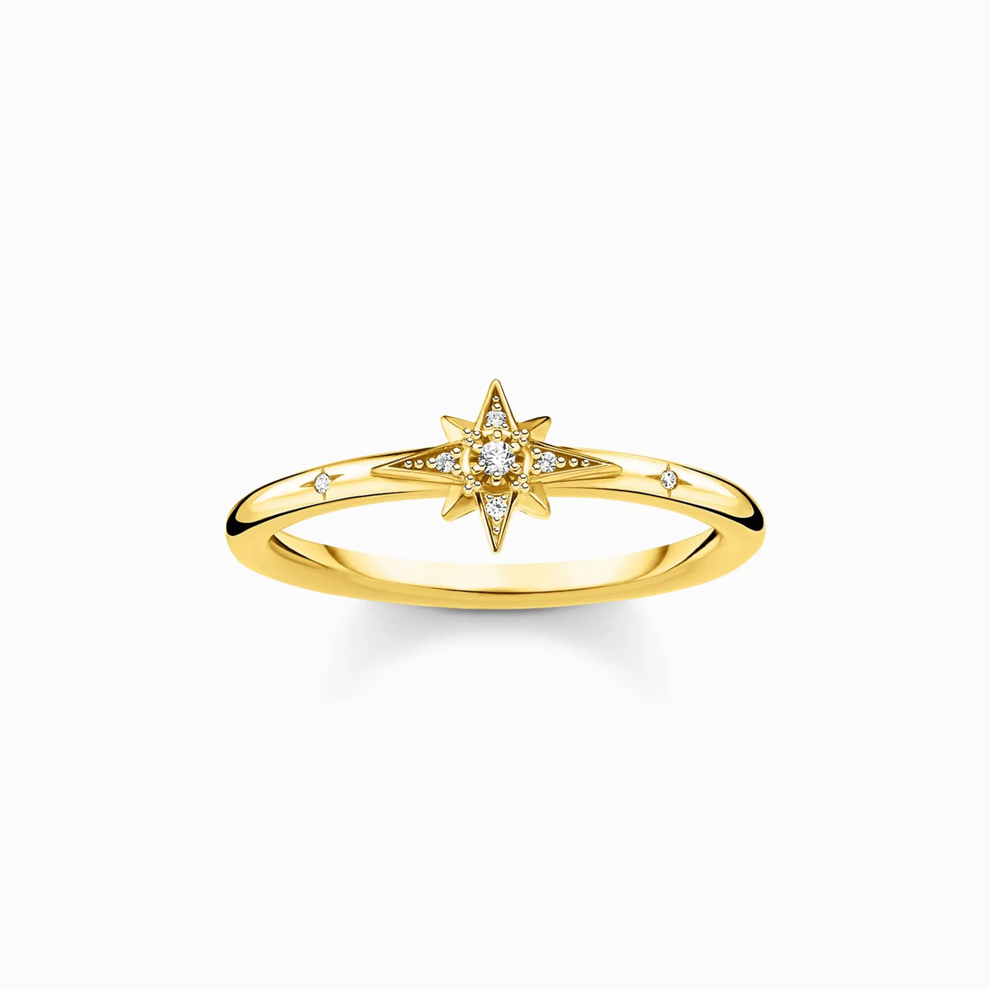 THOMAS SABO Ring star stones gold-Women Rings | 18-Carat Gold-Plating - 925 Silver