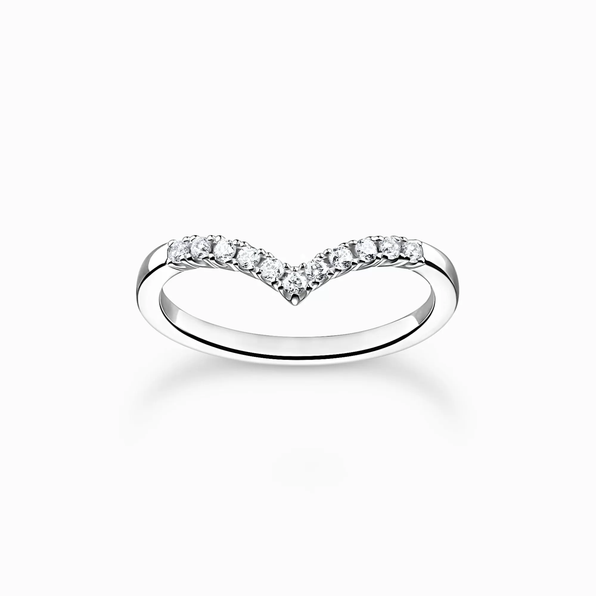 THOMAS SABO Ring V-shape with white stones silver-Women Rings