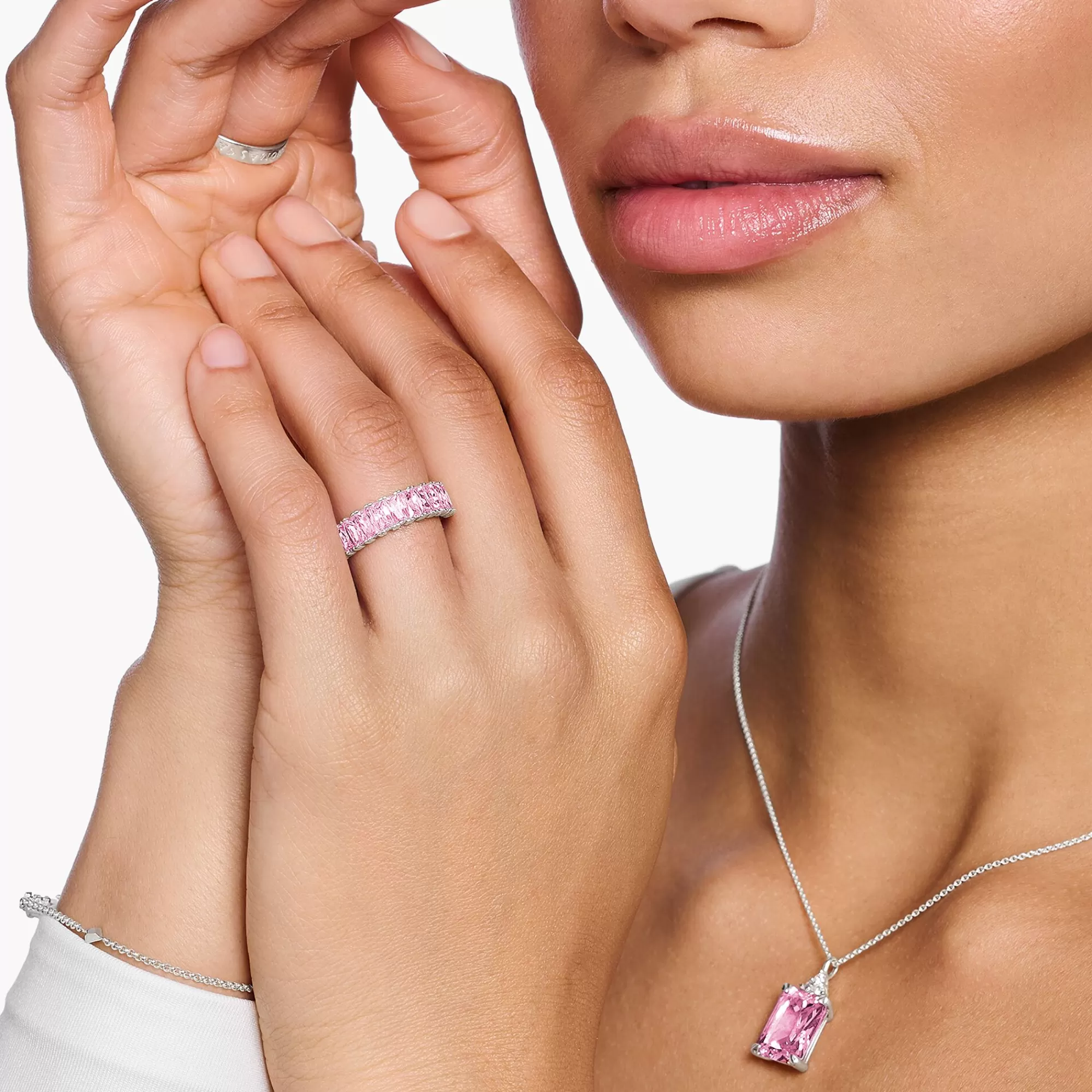 THOMAS SABO Ring with pink stones pavé silver-Women Rings