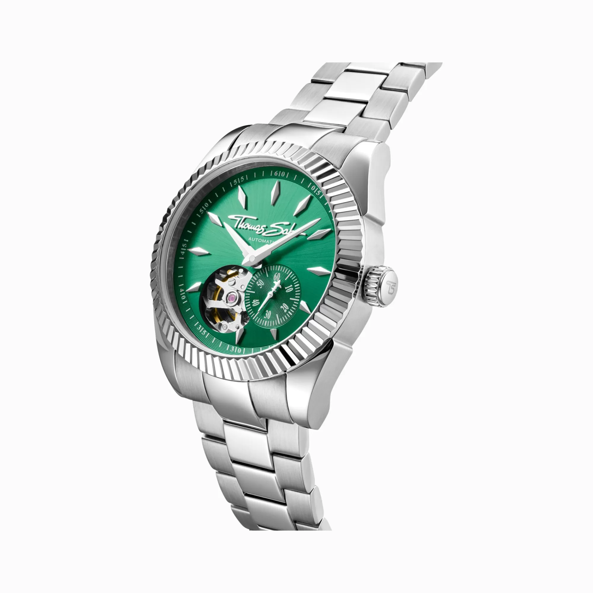 THOMAS SABO Silver automatic watch with 36 mm and emerald green dial-Women Watches | Ladies' Watches