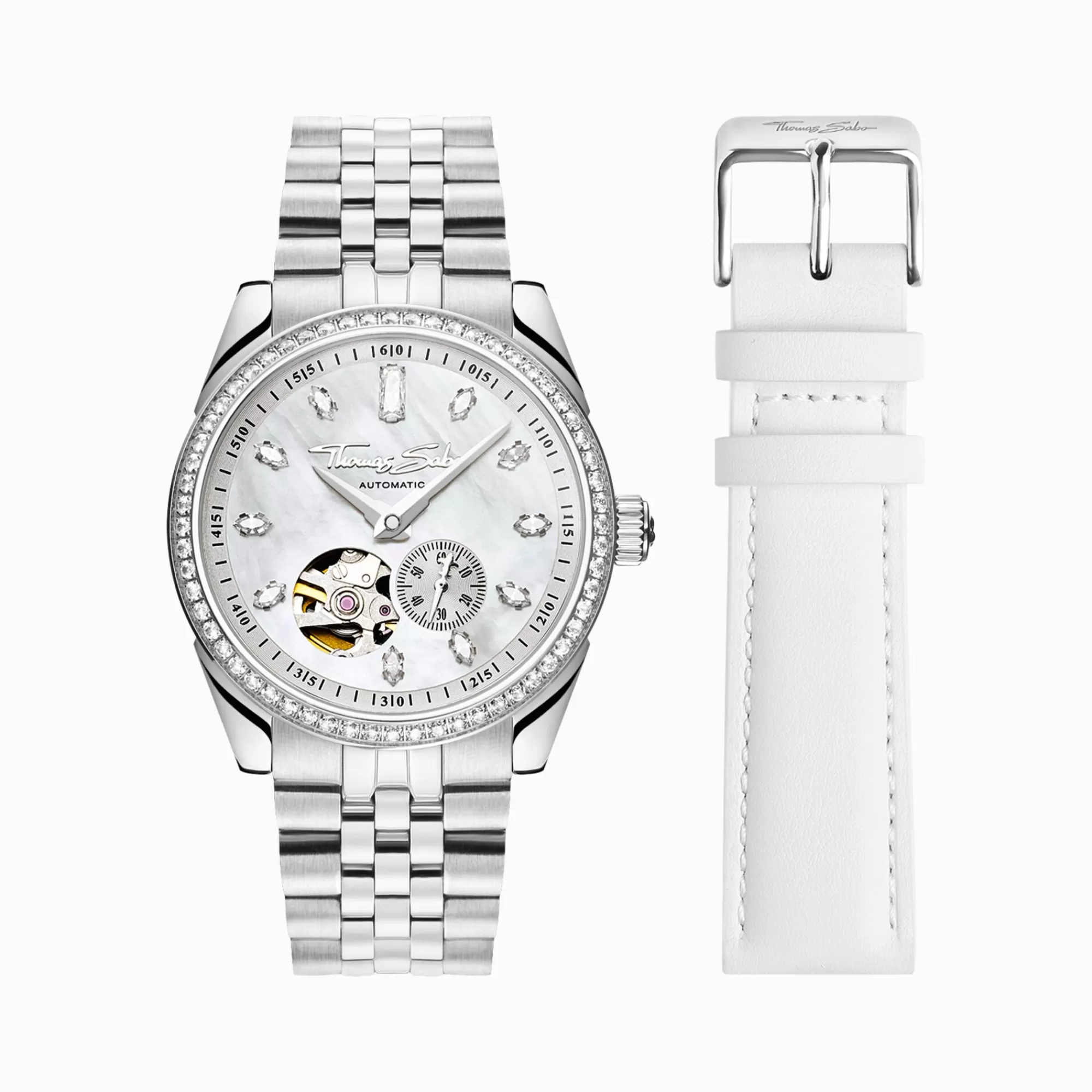 THOMAS SABO Silver automatic watch with 36 mm and mother of pearl inlay-Women Watches | Ladies' Watches