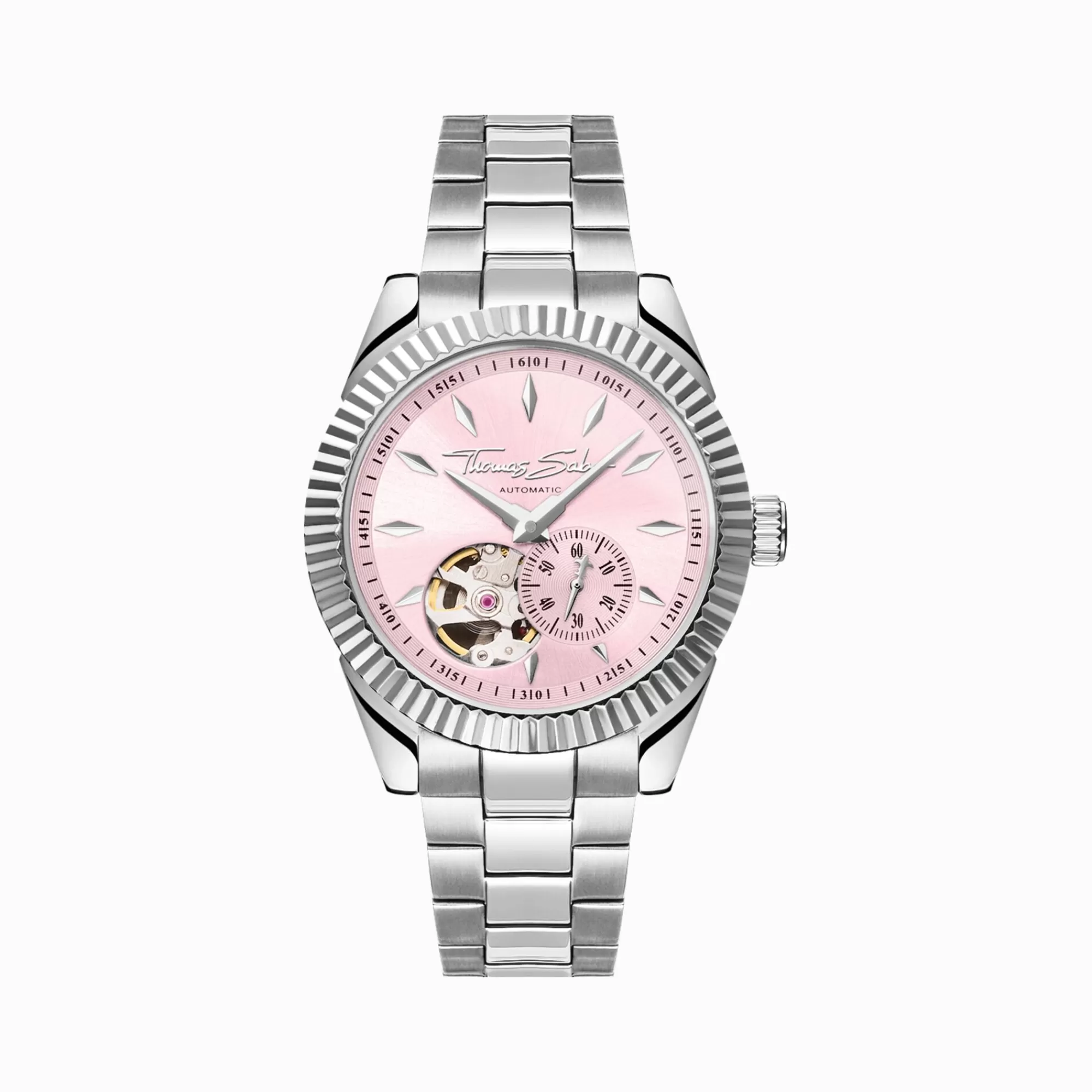 THOMAS SABO Silver automatic watch with 36 mm and rebel pink dial-Women Watches | Ladies' Watches