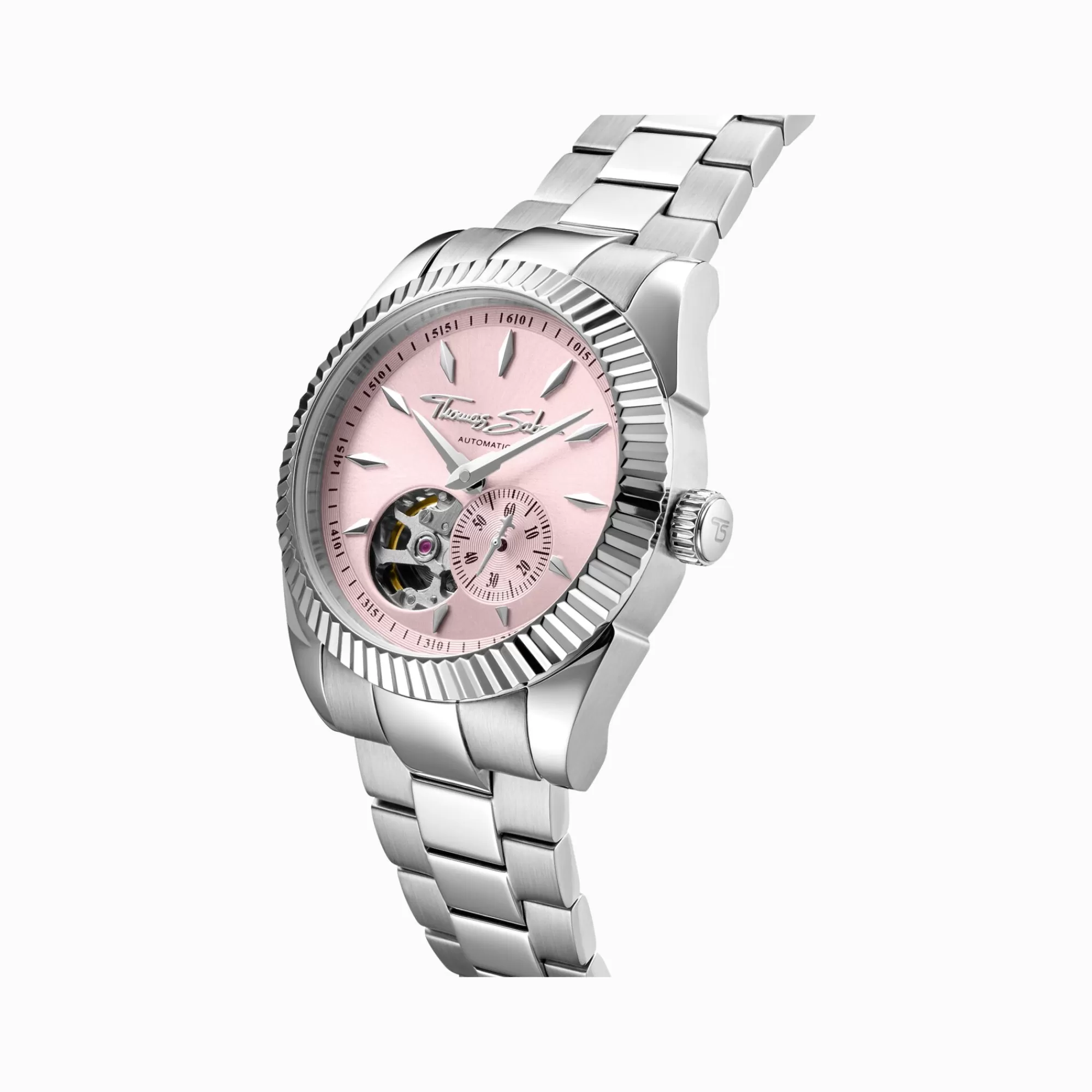 THOMAS SABO Silver automatic watch with 36 mm and rebel pink dial-Women Watches | Ladies' Watches