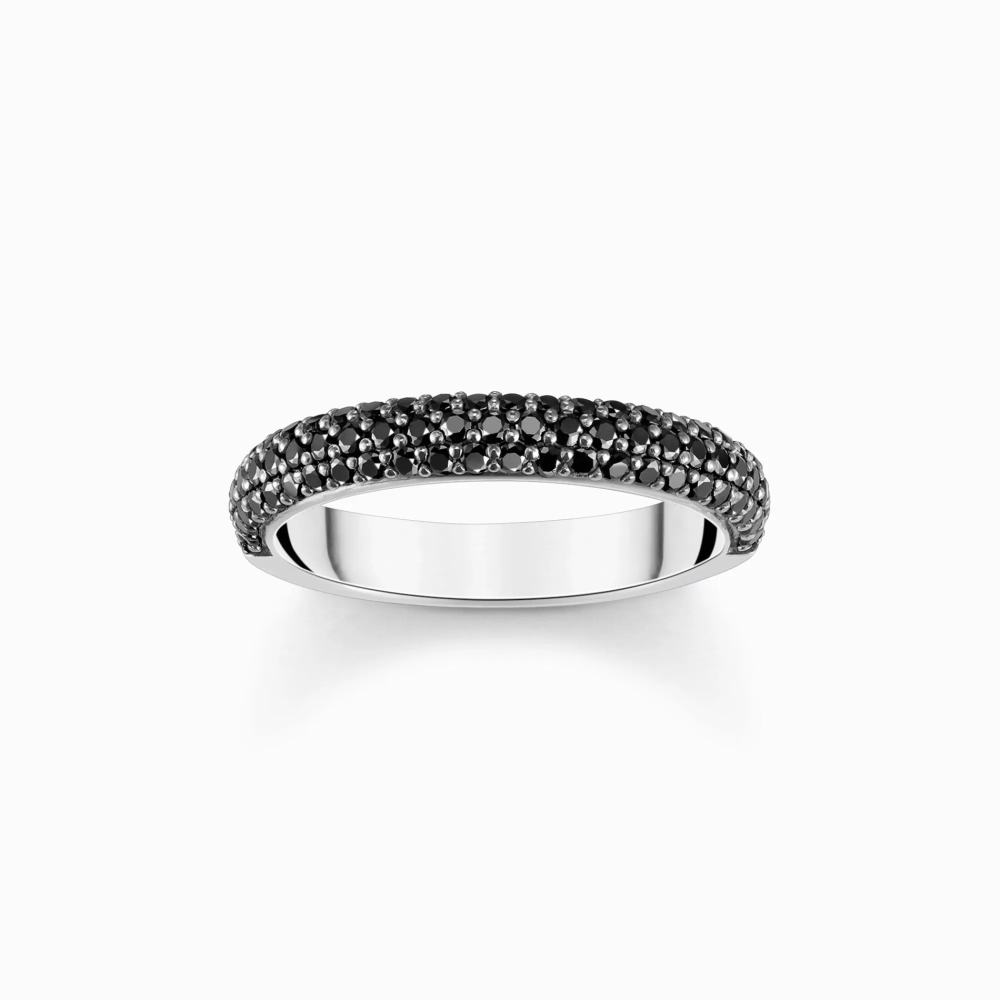 THOMAS SABO Silver band ring with black zirconia and engraving-Women Rings | 925 Silver