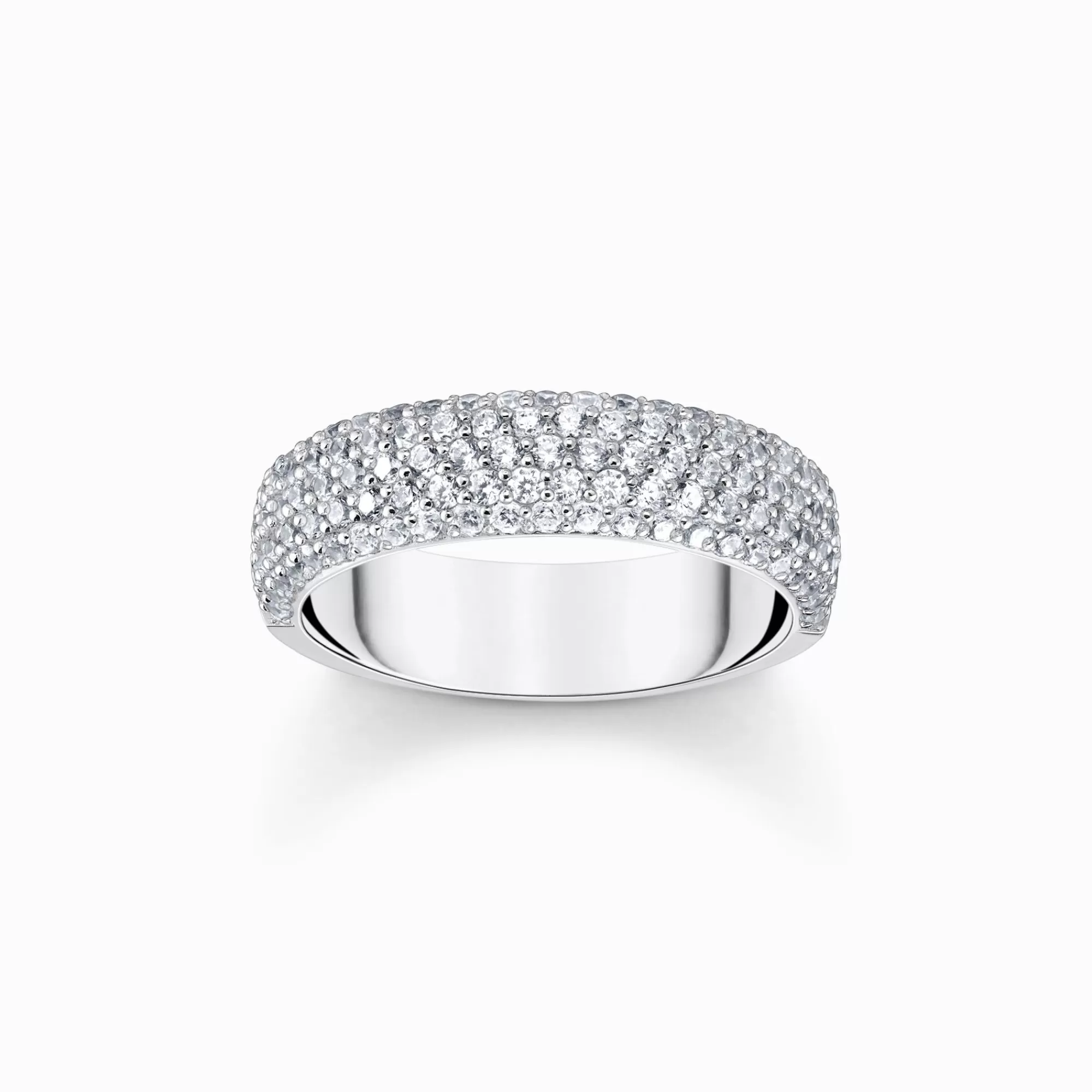 THOMAS SABO Silver band ring with white zirconia and engraving-Women Rings | 925 Silver