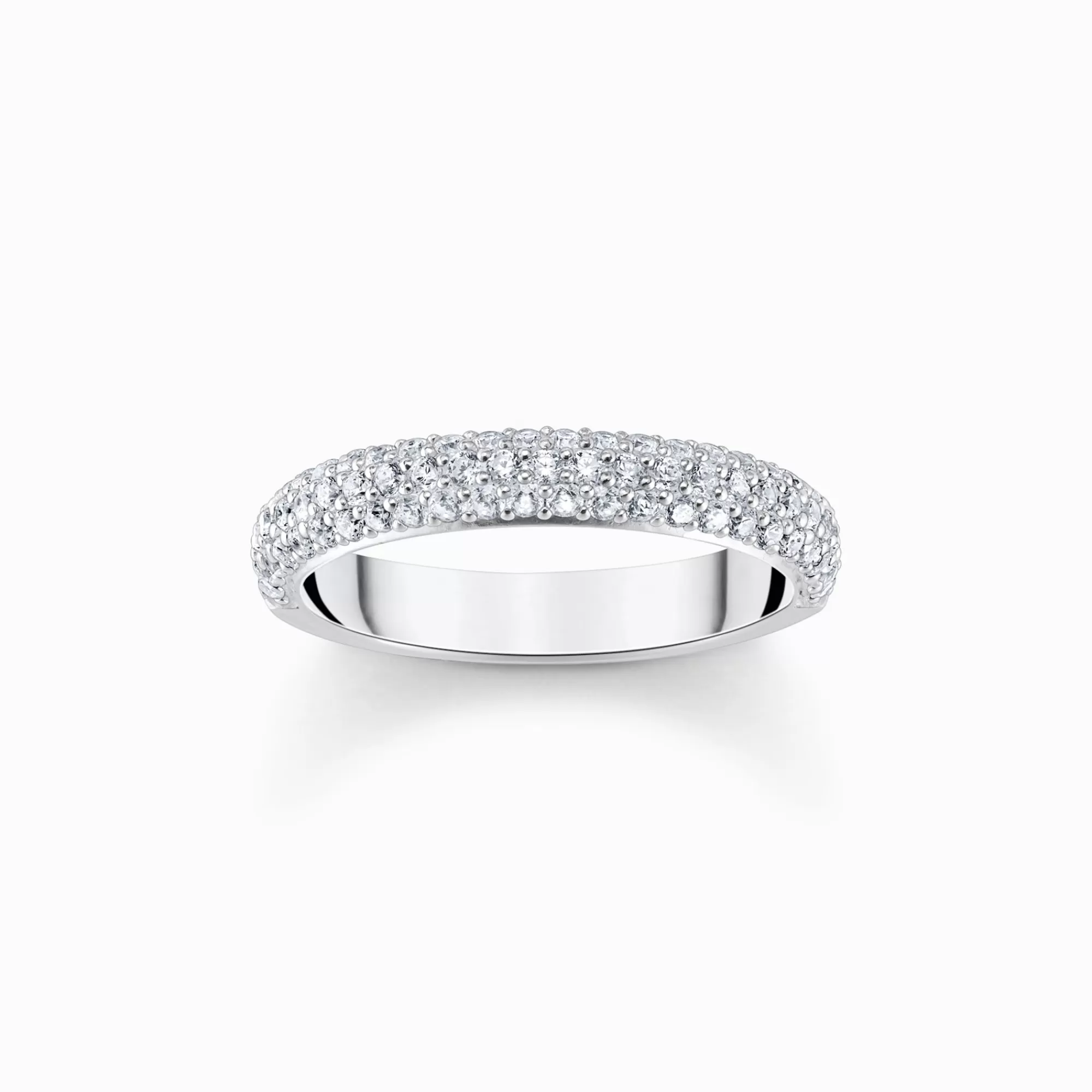 THOMAS SABO Silver band ring with white zirconia and engraving-Women Rings | 925 Silver