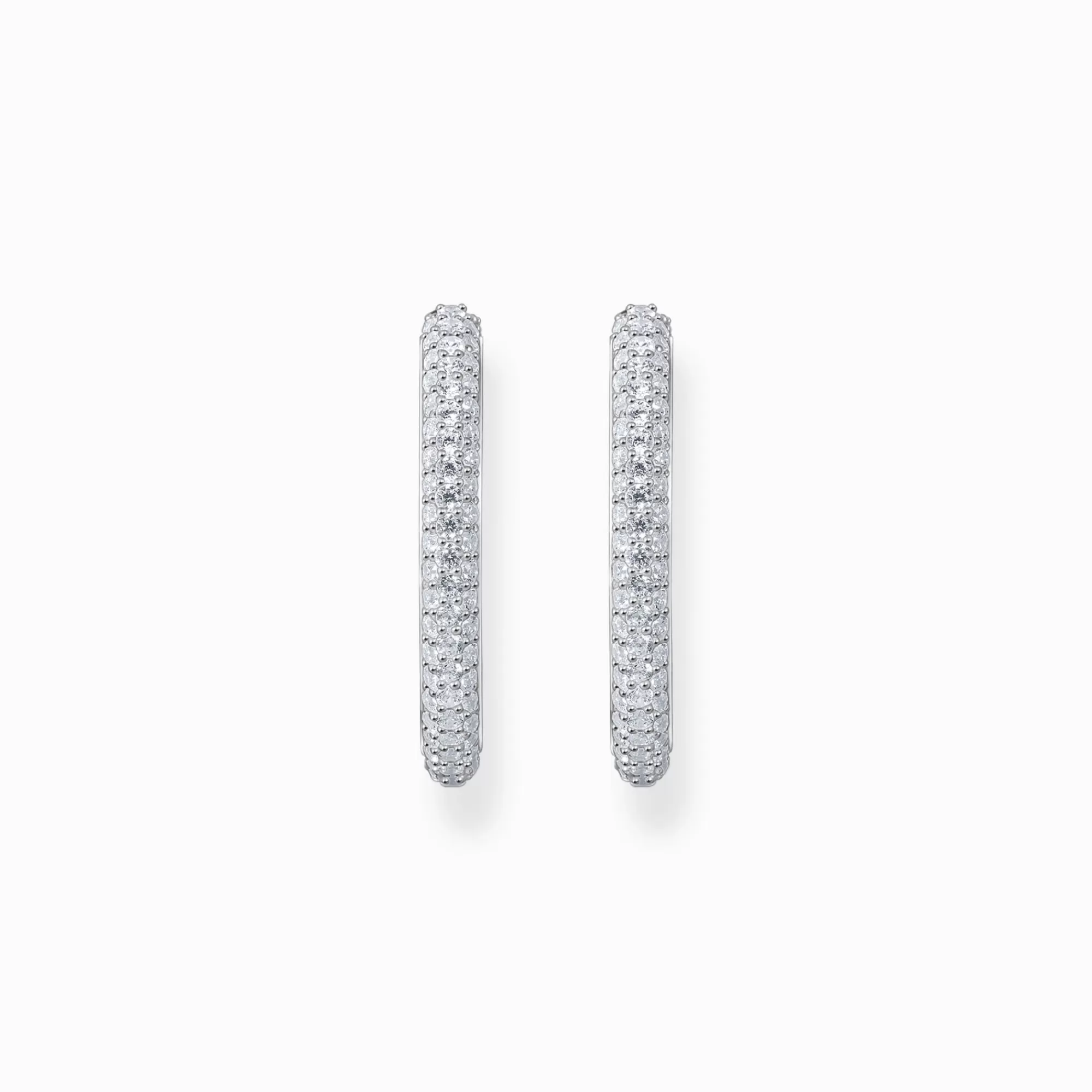 THOMAS SABO Silver big thin hoop earrings with white zirconia-Women Hoop Earrings