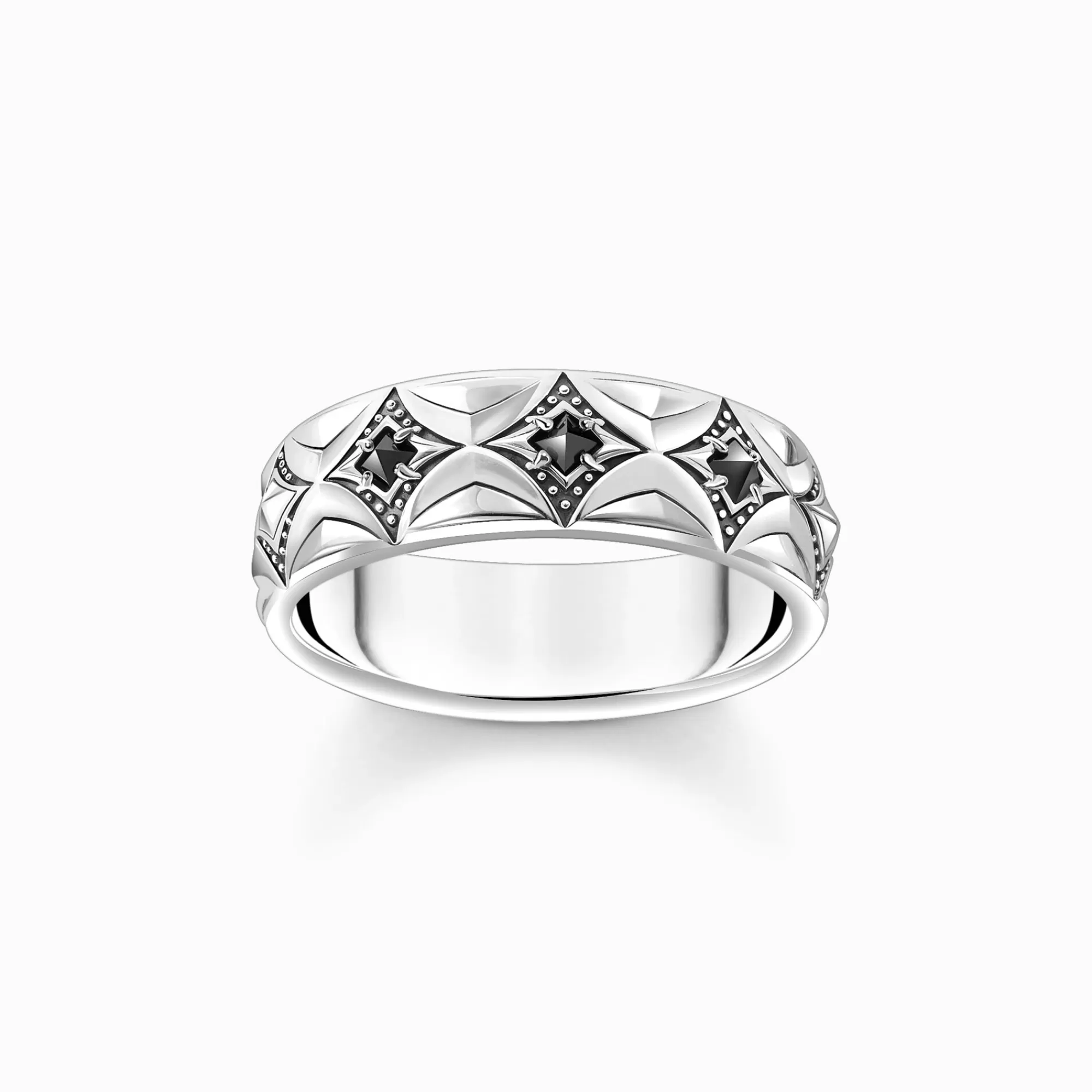 THOMAS SABO Silver blackend band ring with rhombus pattern and zirconia-Women Rings | Rings